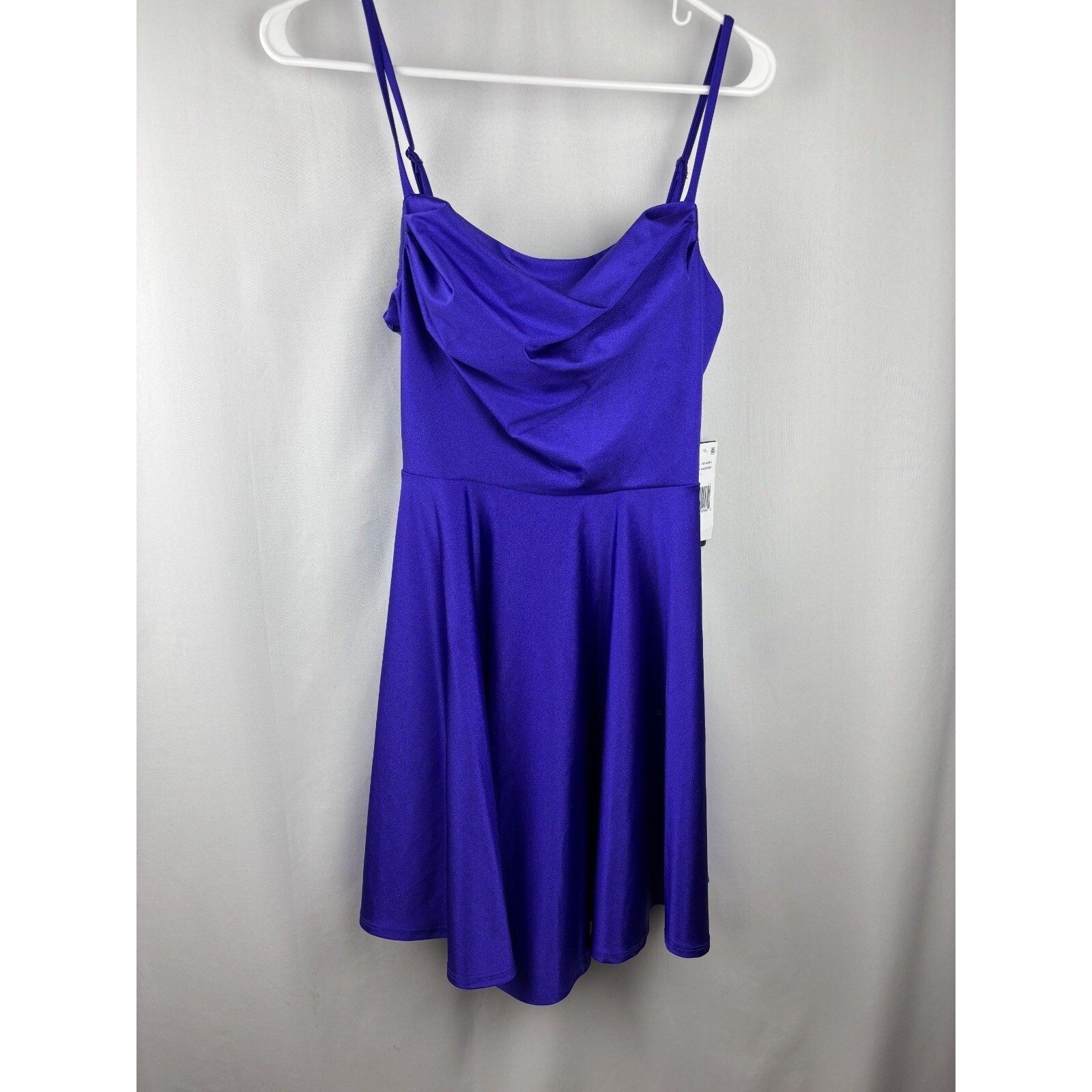 City Vibe Blueberry Dress Sz 5 NEW Cowl Neck Fit & Flare Rhinestone Back
