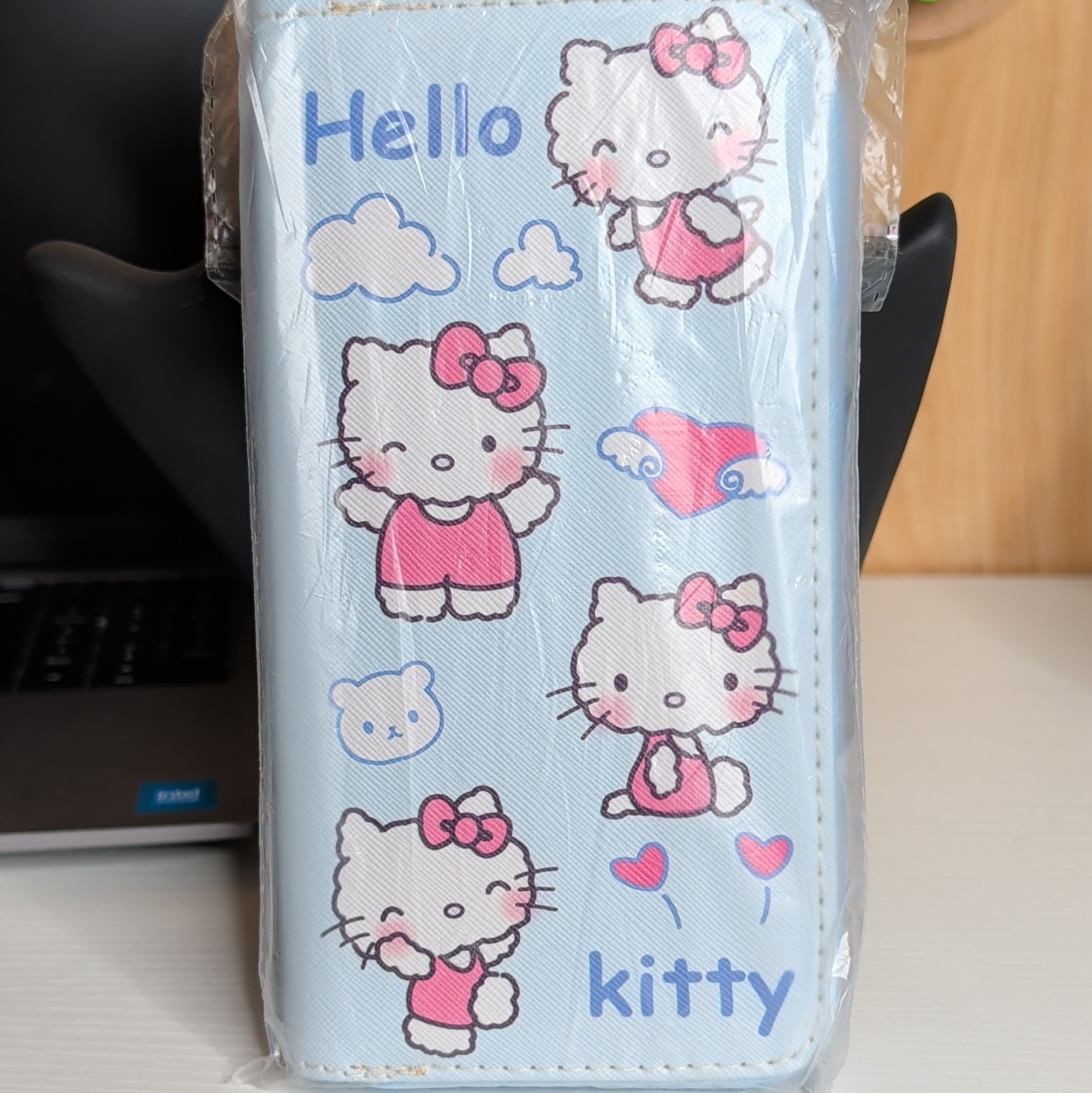 Novelty Hello Kitty Blue Zip-Around Long Wallet Cartoon Print Card Slots Zipper