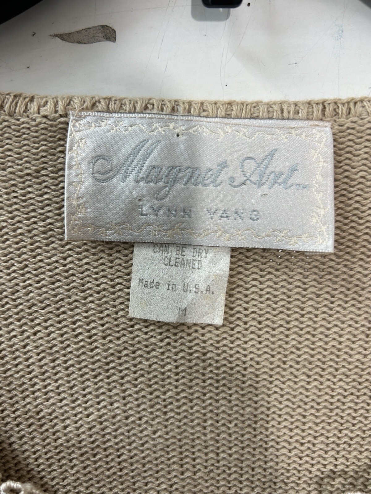 VTG Magnet Art Lynn Yang Size M Floral Lace Sweater Brown Cottage Core Coquette