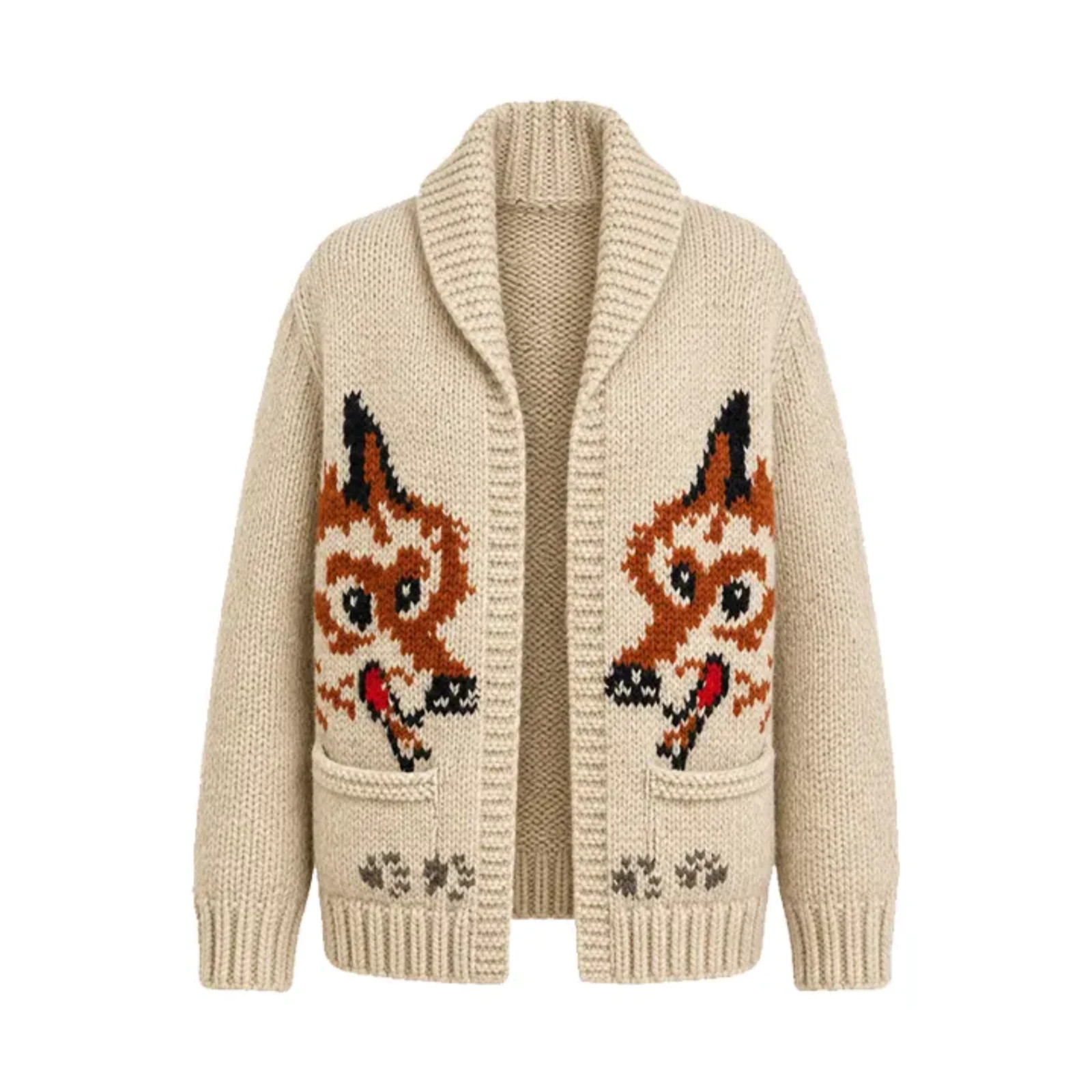 Project Hail Mary 2026 Ryan Gosling Wolf Cardigan Beige Knitted Zip Sweater