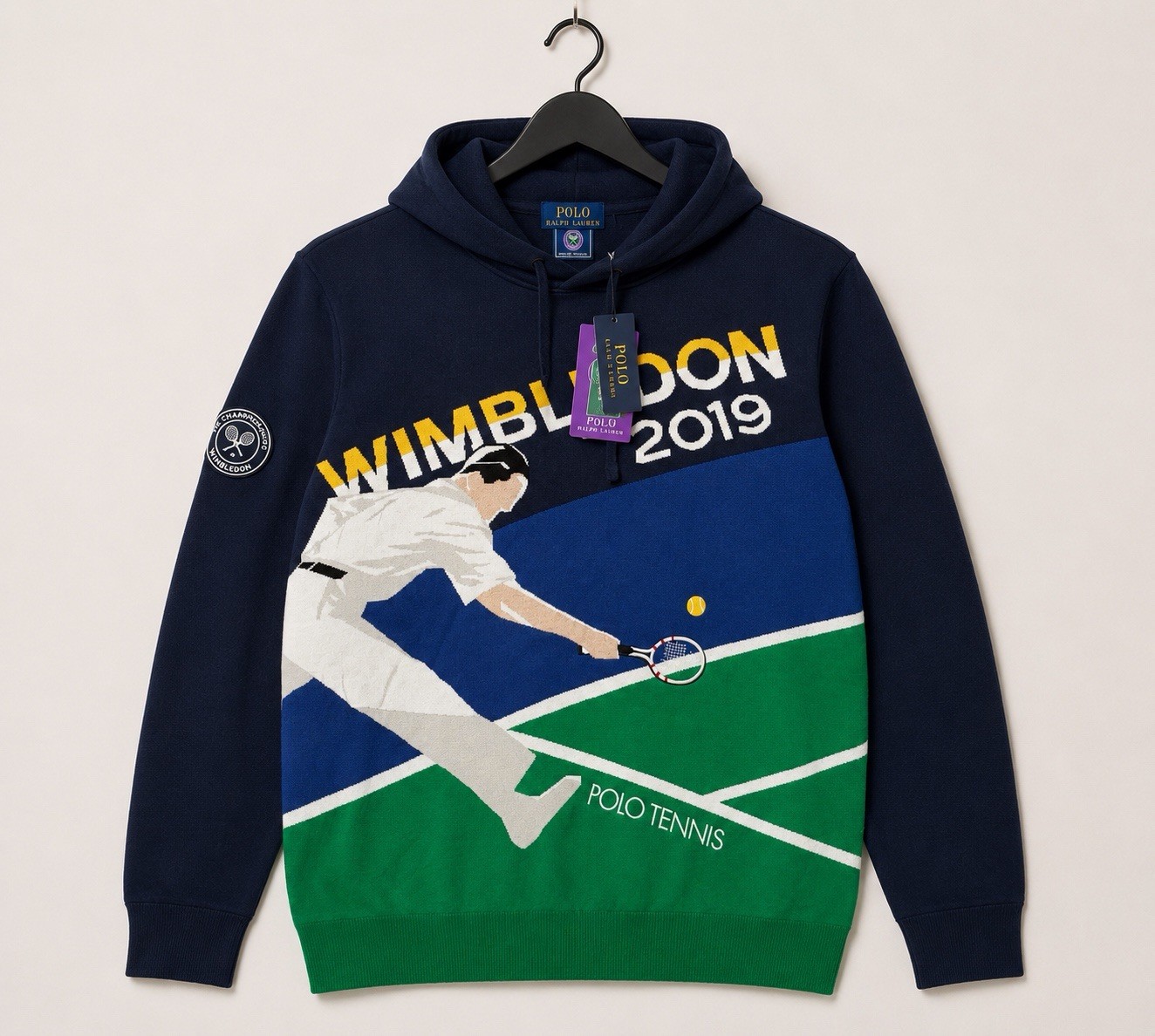 Polo Wimbledon 2019 Hoodie Authentic Size Large Navy Cotton / Cashmere NWT