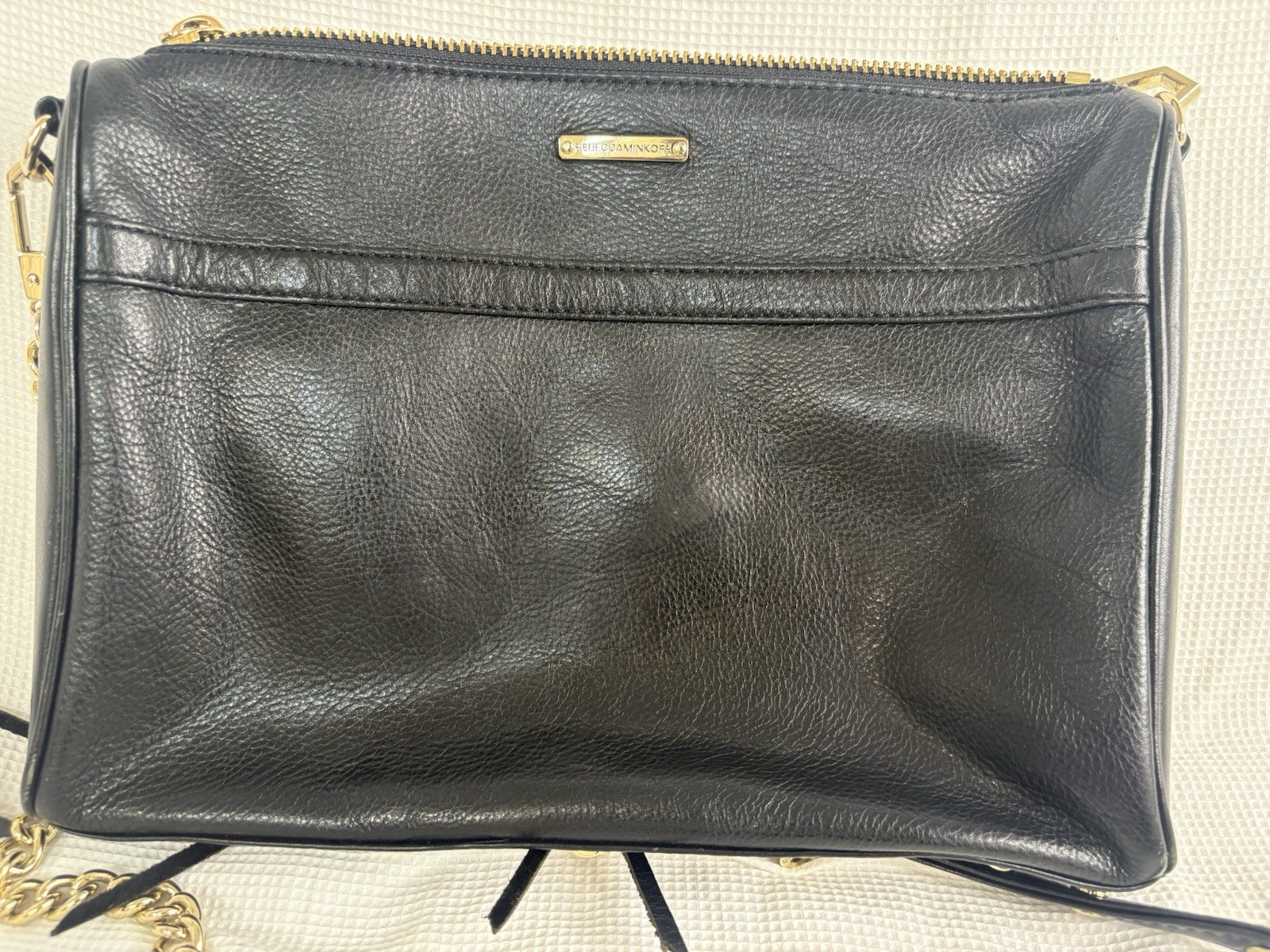 Vintage Rebecca Minkoff MAC Crossbody Shoulder Convertible Leather Bag Black