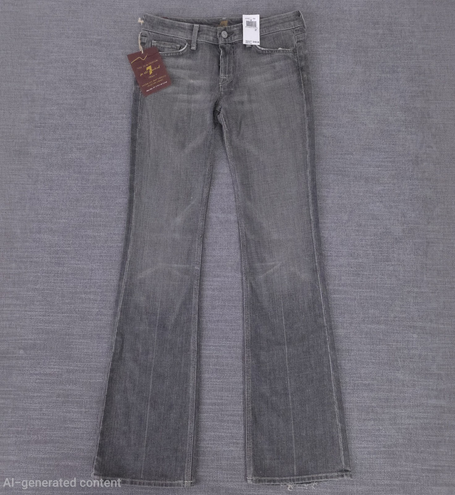 NWT Seven For All Mankind Flynt Gray Jeans Bootcut Size 27 (29×33.5) Made In USA