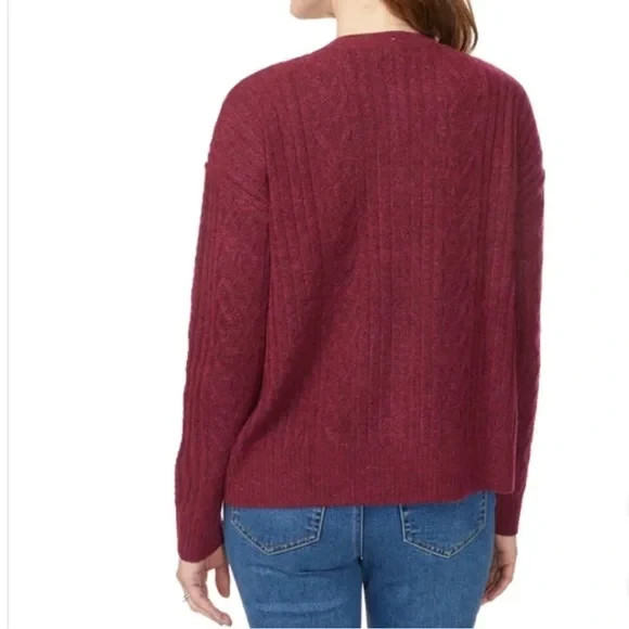 Legendary Outfitters Women’s Cozy Cable Knit Sweater, Garnet, Size L