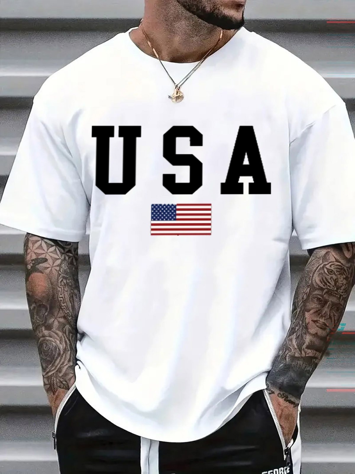 USA Flag Patriotic T-Shirt American Flag Graphic Tee 4th July Independence