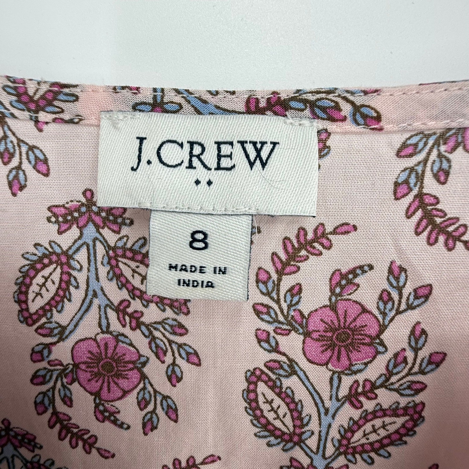 J.Crew Midi Dress Womens 8 Pink Excellent Floral Block Print Ruffle BY539 SP24