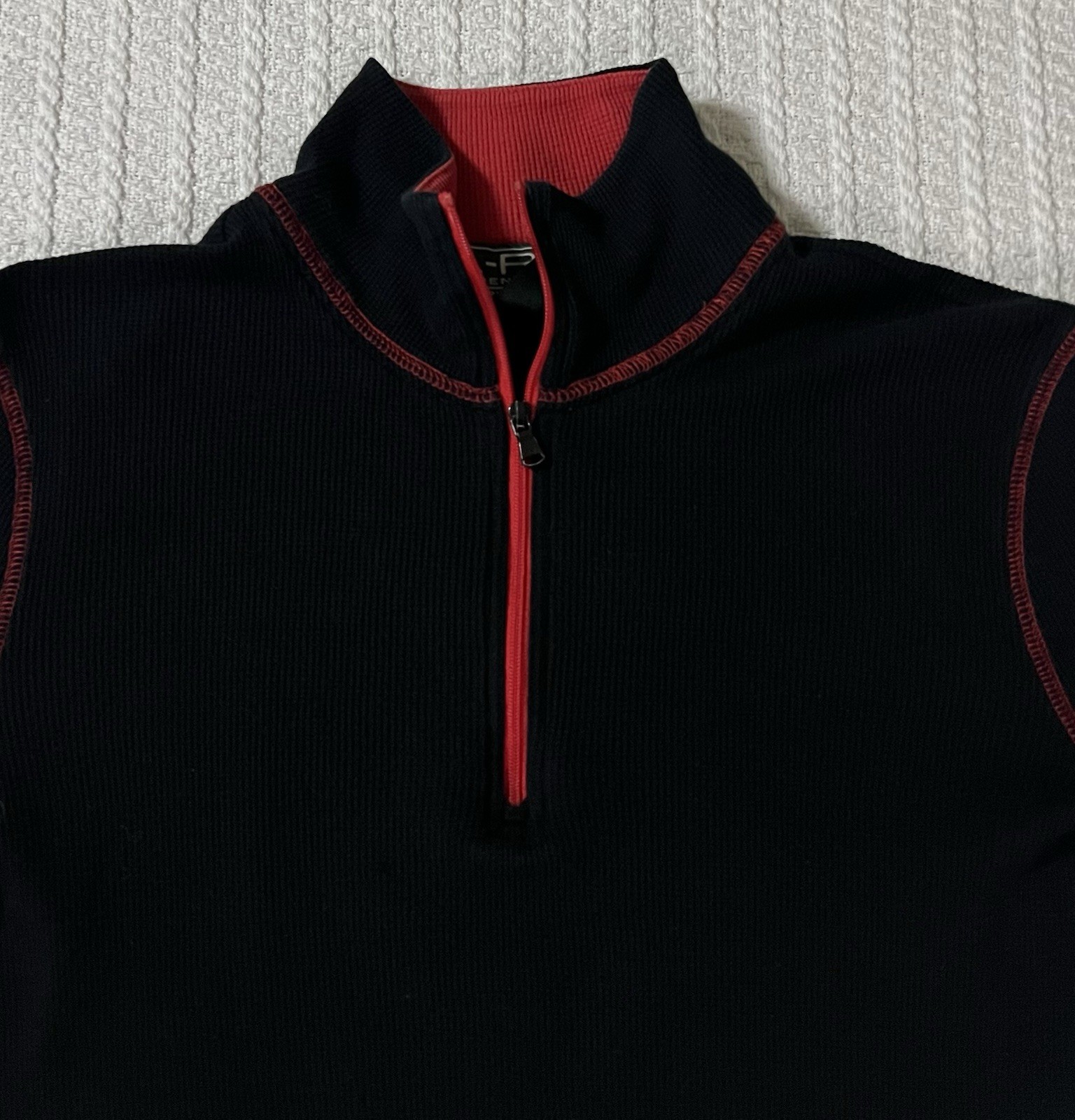 Ralph Lauren Active Top Crest Logo Ski Snowflake 1/4 Zip Black MD 16” X 22”