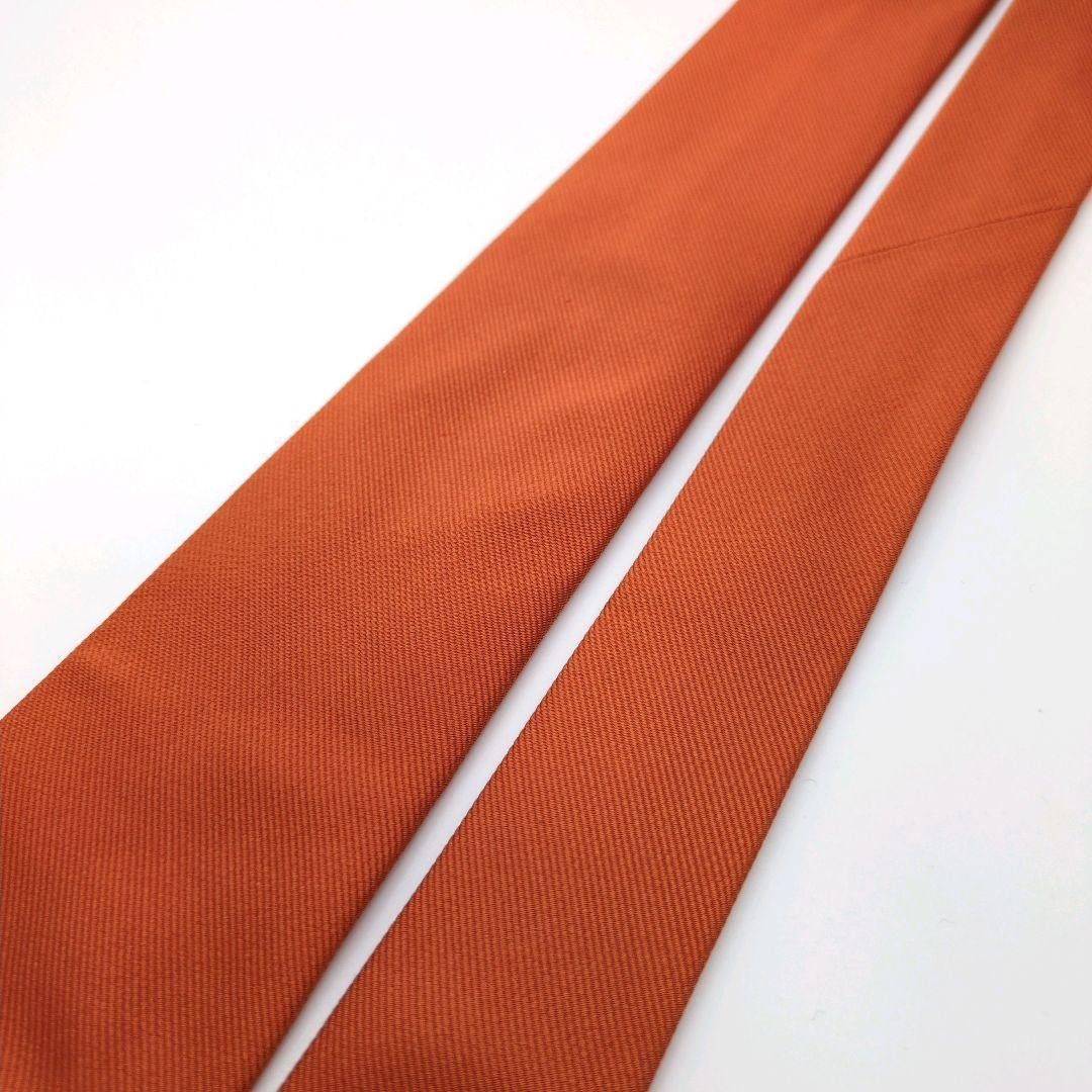 LUIGI BORRELLI Orange Solid Silk Tie 8.3cm Width 148cm Length