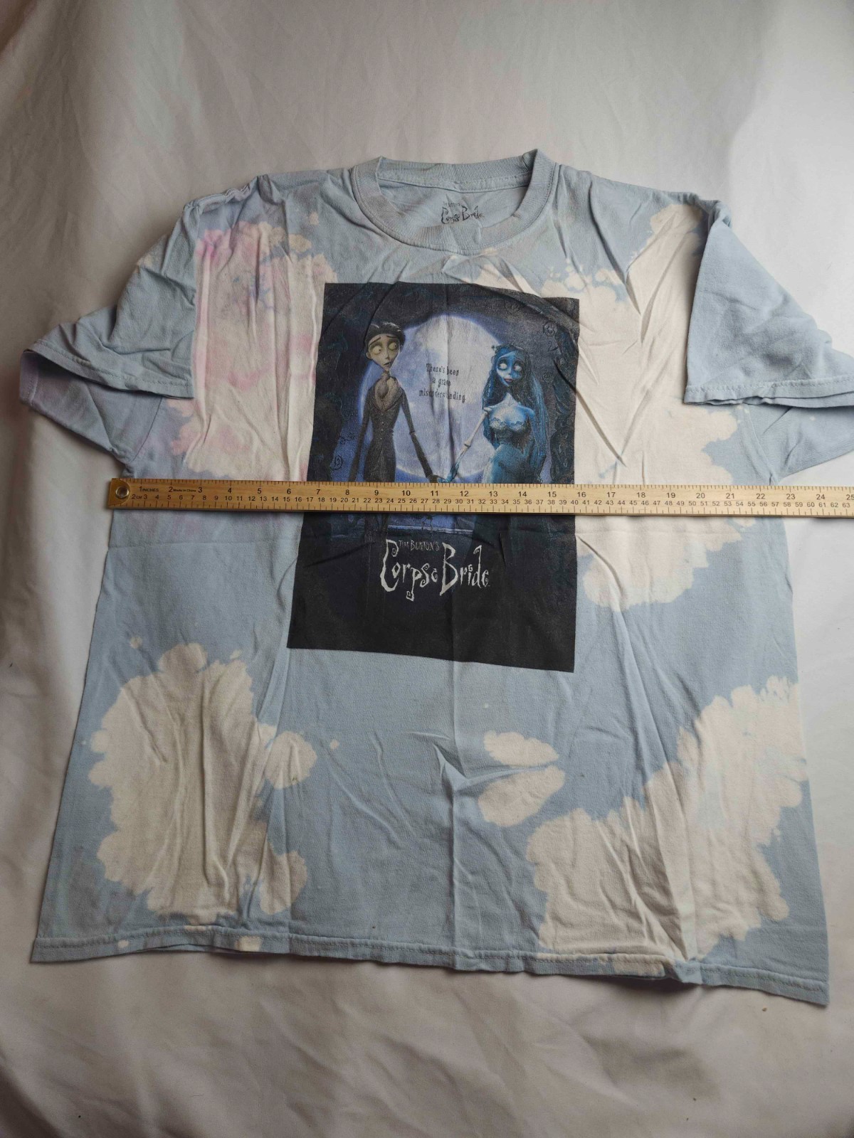 Jack Burton’s The Corpse Bride T-Shirt Mens Size XL Blue Bleach Dye Victor Emily