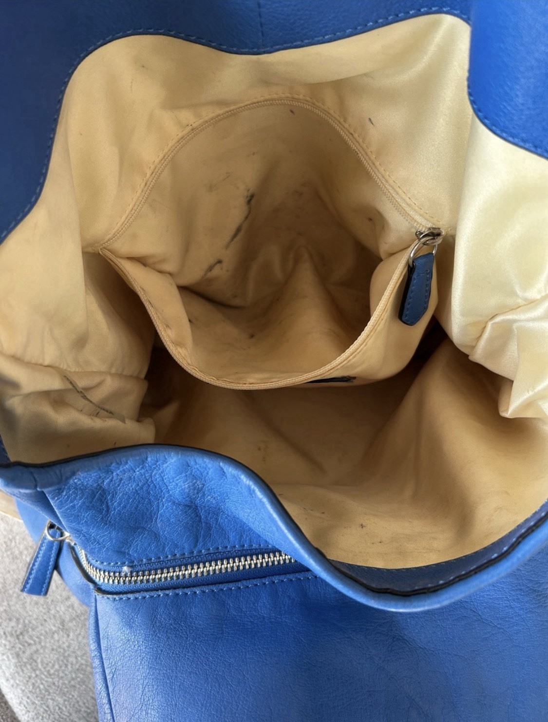 Coach Blue Leather Hobo Shoulder Bag Large Slouchy Tote Purse preloved