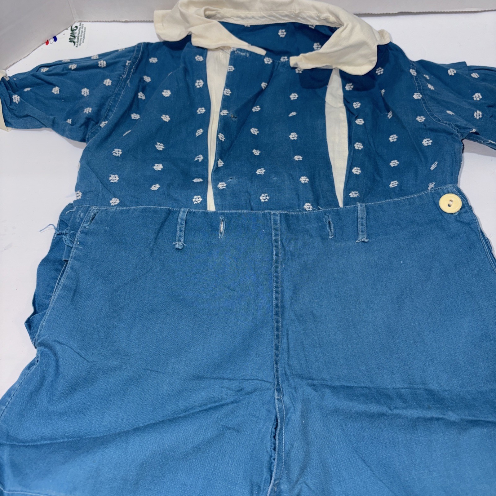 Vtg 40s 2 Piece Blue SSet – Sz 2-3t Handmade Needs Buttons