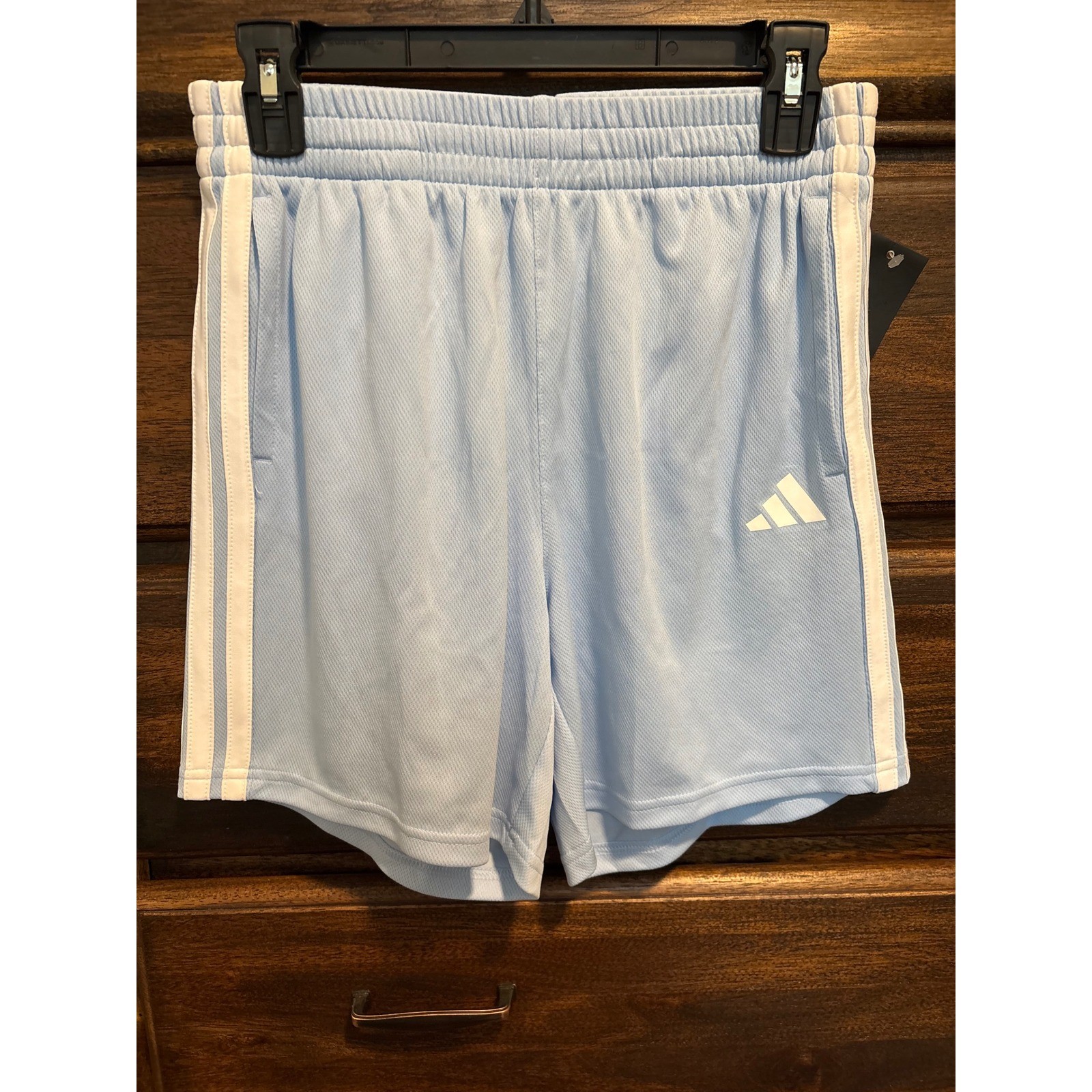 Adidas Boys Glow Blue 3S Essential Mid Thigh Length Shorts XL 18/20 AH10401