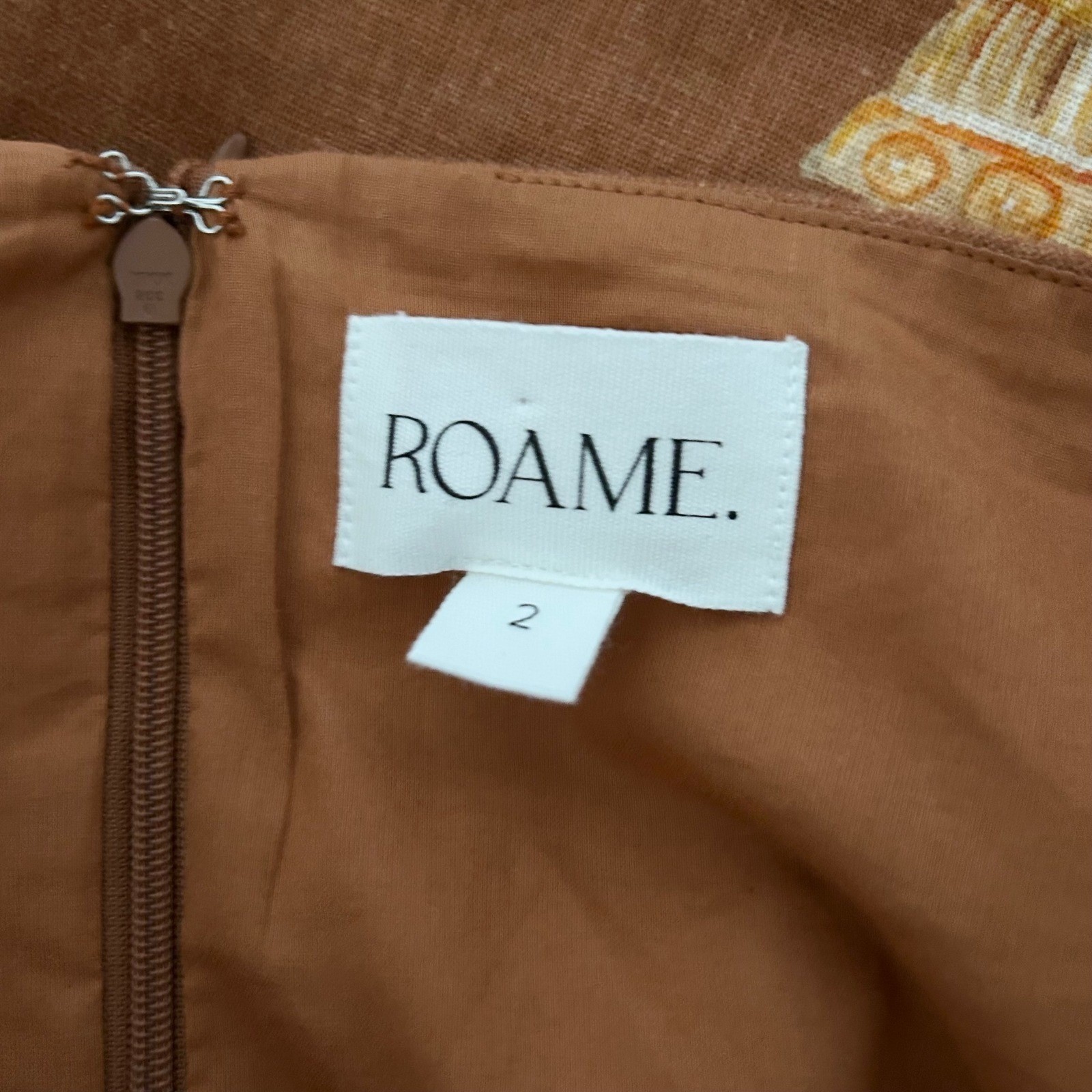 Roame Isola Linen Spaghetti Strap Mini Dress in Ceramica Desert Brown Size US 6