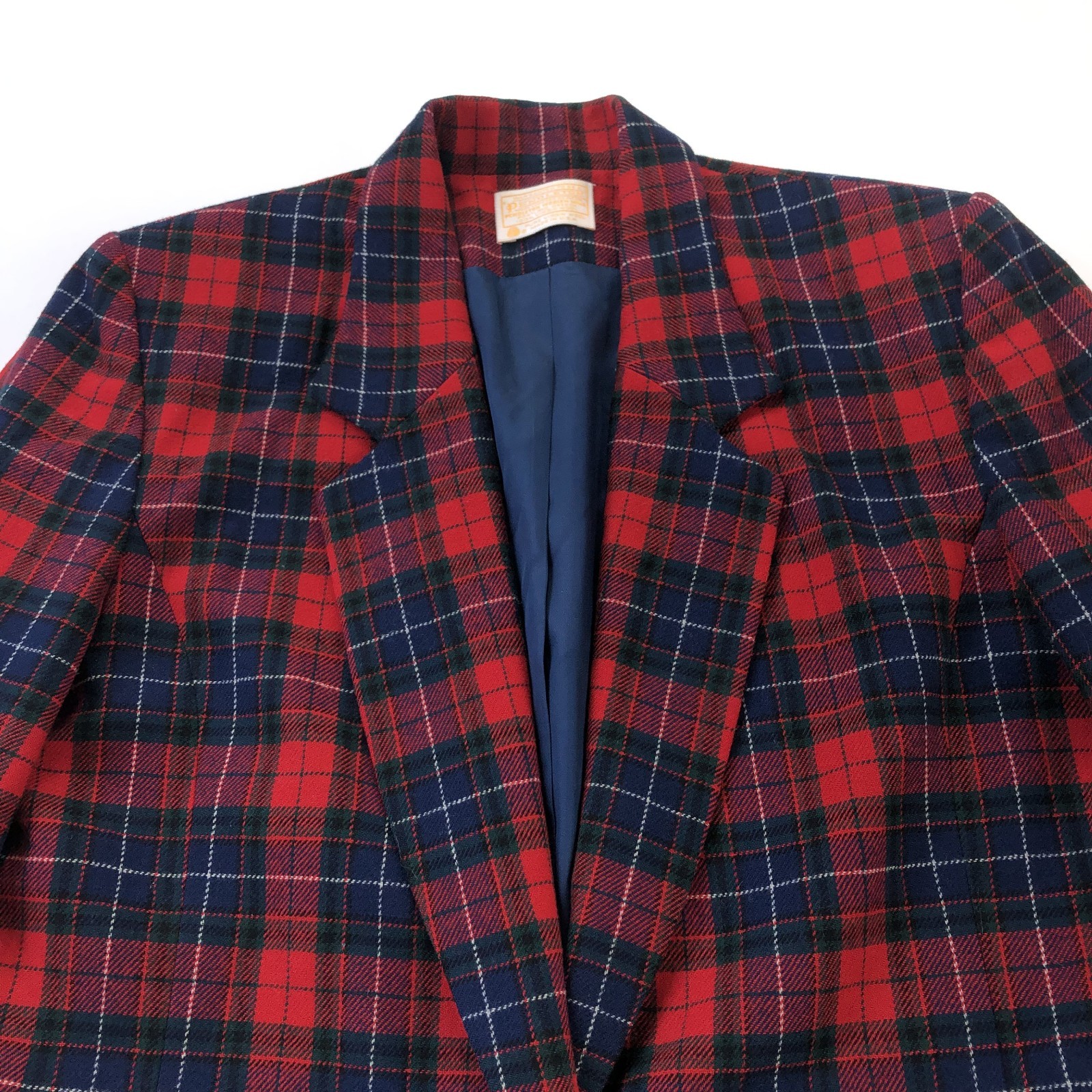 Pendleton 100% Virgin Wool 10 Plaid Single Button Blazer Jacket Plaid Red MINT
