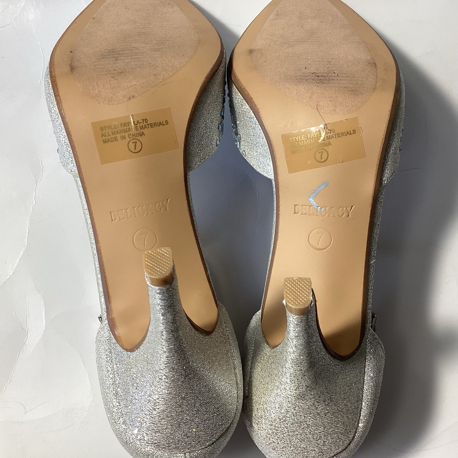 Delicacy Silver T Strap Bedazzled Sparkle Heels 7 Wedding Prom Cinderella