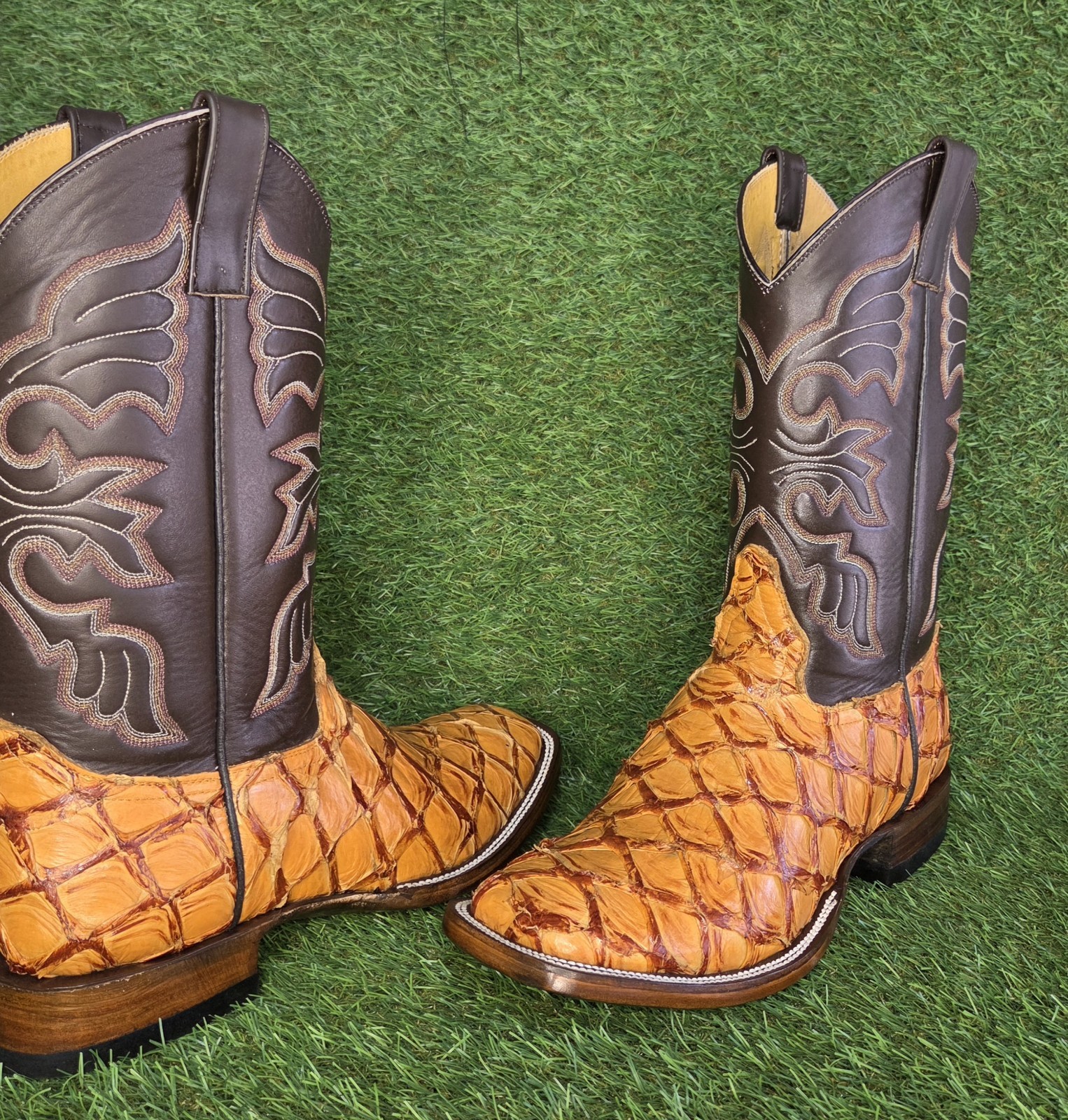 mens new 100% original arapaima pirarucu fish cowboy boots all sizes available