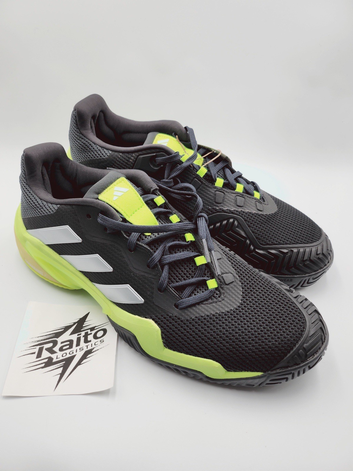 Men Sz 7 Adidas Tennis Shoes Barricade 13 Court Black Lucid Lemon IH2559 New