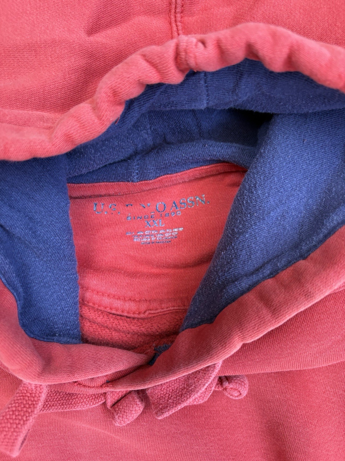 U.S. POLO ASSN. Men’s Red Fleece Pullover Hoodie Logo Pockets Drawstring XXL