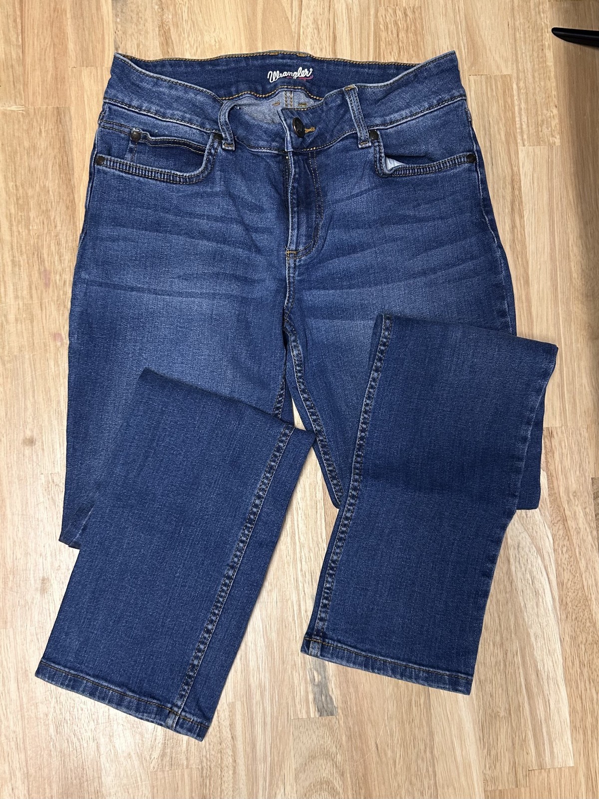 Wrangler Retro Jeans Womens 7×34 Stretch Straight Leg Dark Wash 5 pocket