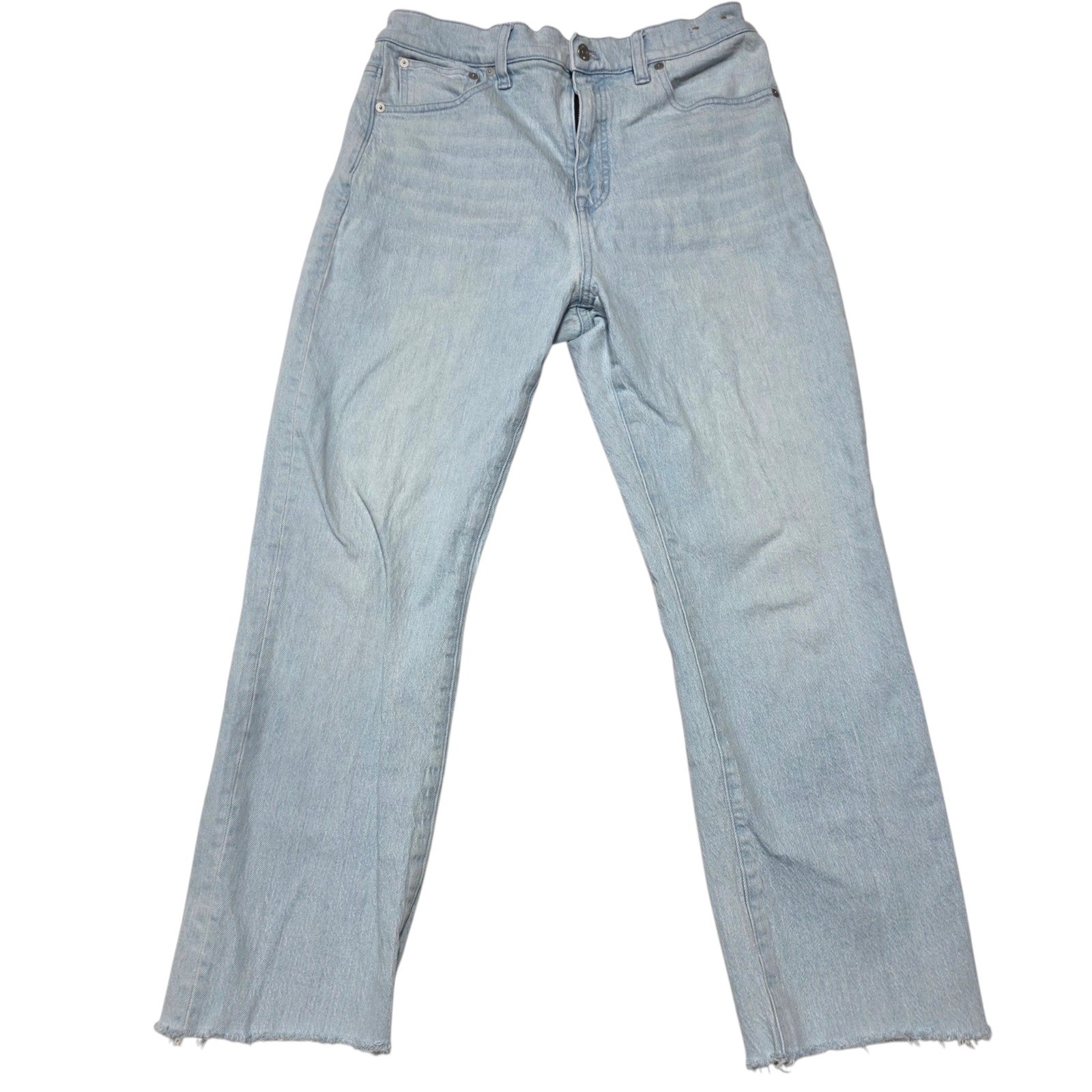 Madewell 90s Straight Jeans Women 30 Light Blue Raw Hem High Rise Denim