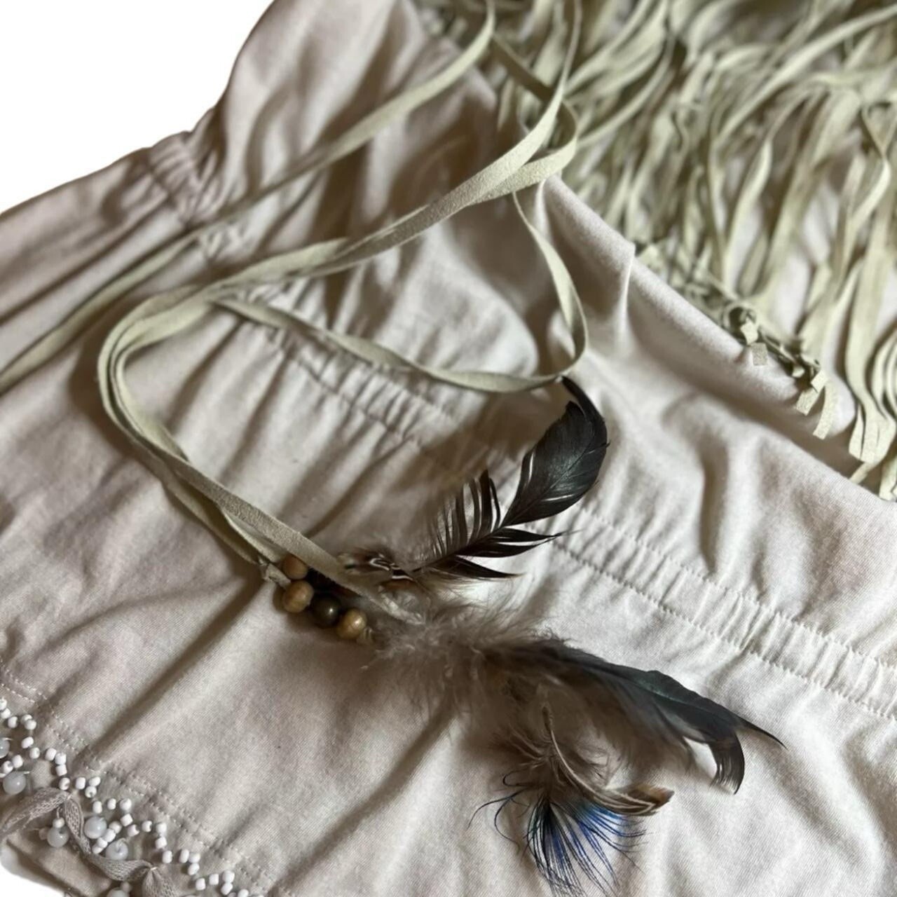 Dolce & Gabbana Vintage One-Shoulder Beaded Feather Top (IT42)