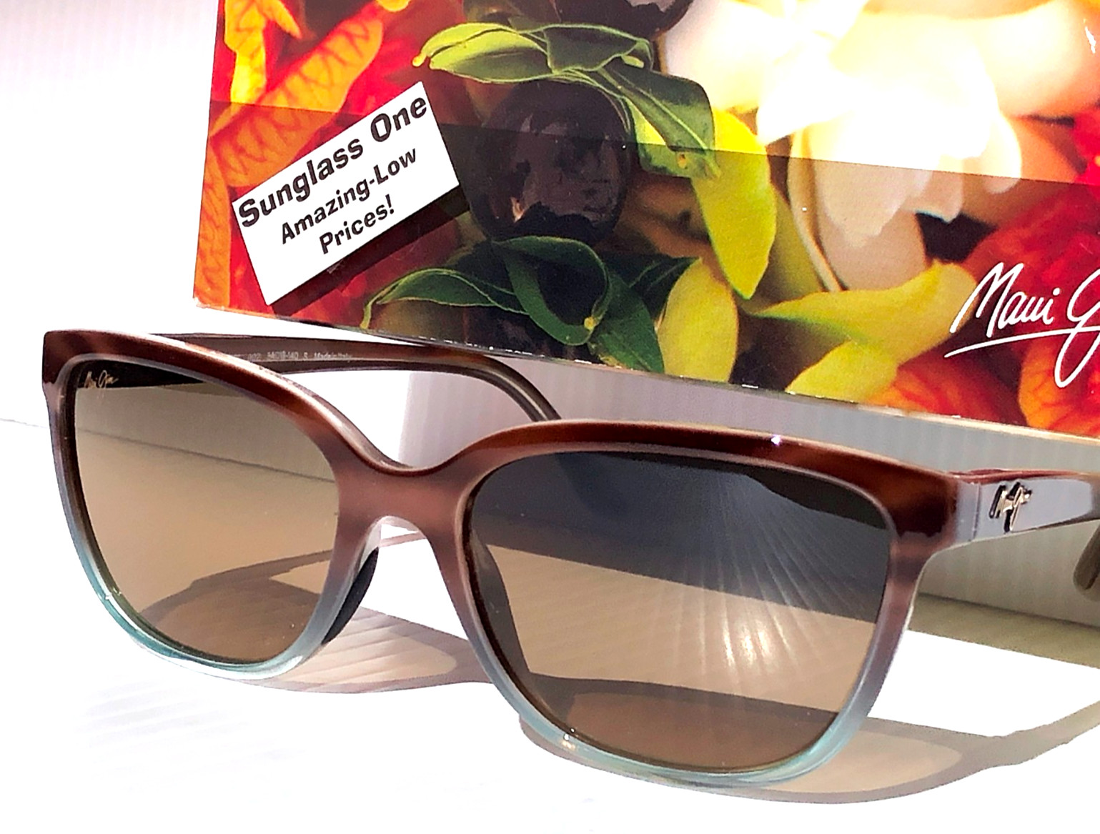 NEW Maui Jim HONI Sandstone & Blue POLARIZED HCL Bronze GLASS Sunglass HS758-22B