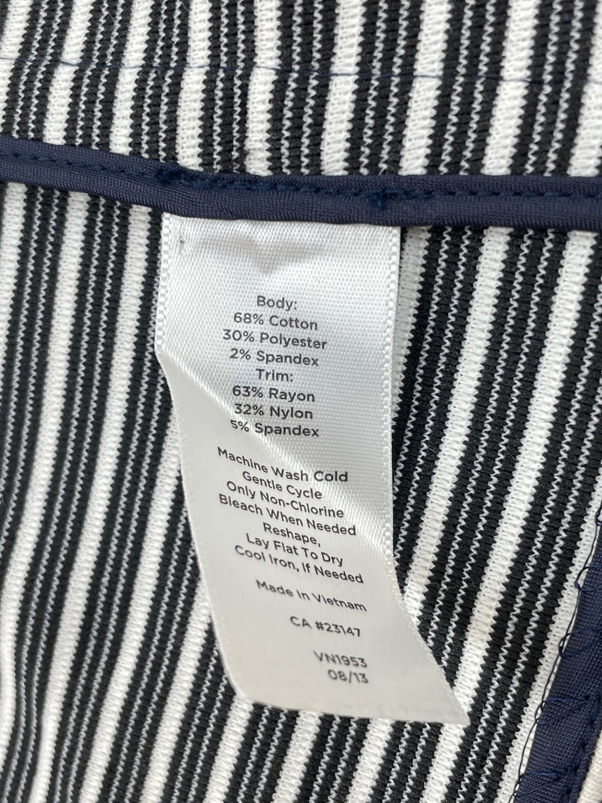 Talbots Jacket Womens 10 Black White Stripped Cotton Blend Stretch Knit Fabric