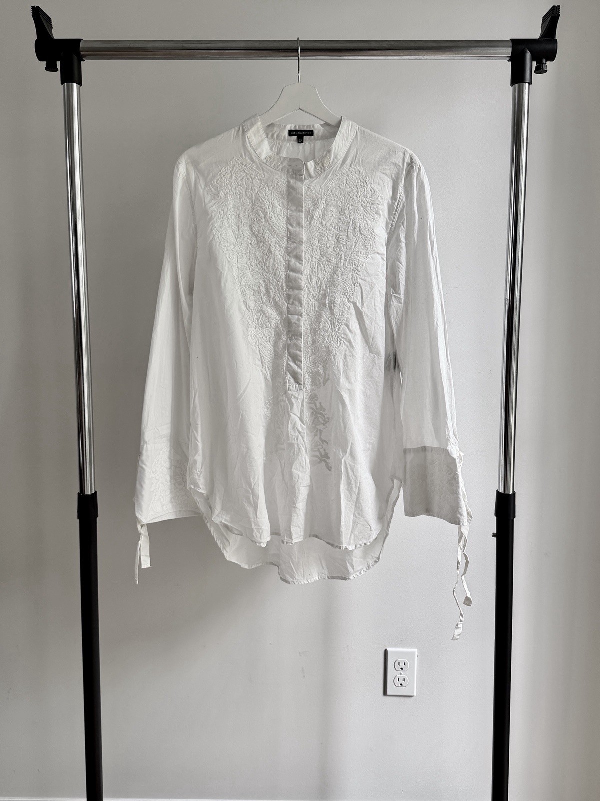 Ann Demeulemeester Embroidered Flared Sleeve Button Shirt (Size 42) Oversized