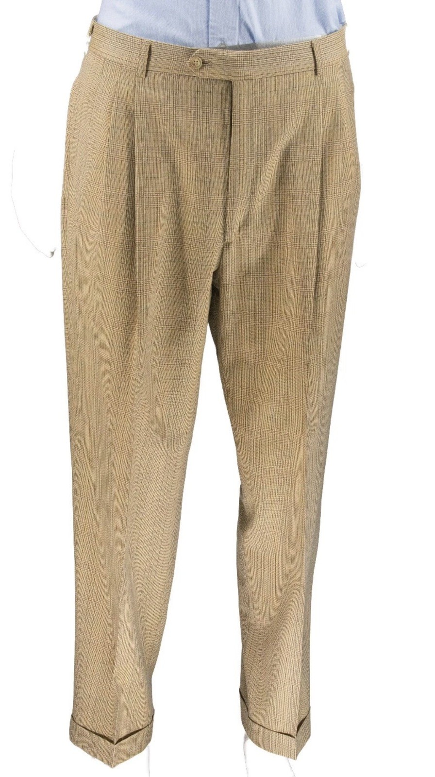 Hickey Freeman Made Italy Glen Plaid Dress Pants Slacks 34 x 30 Wool Lightweight