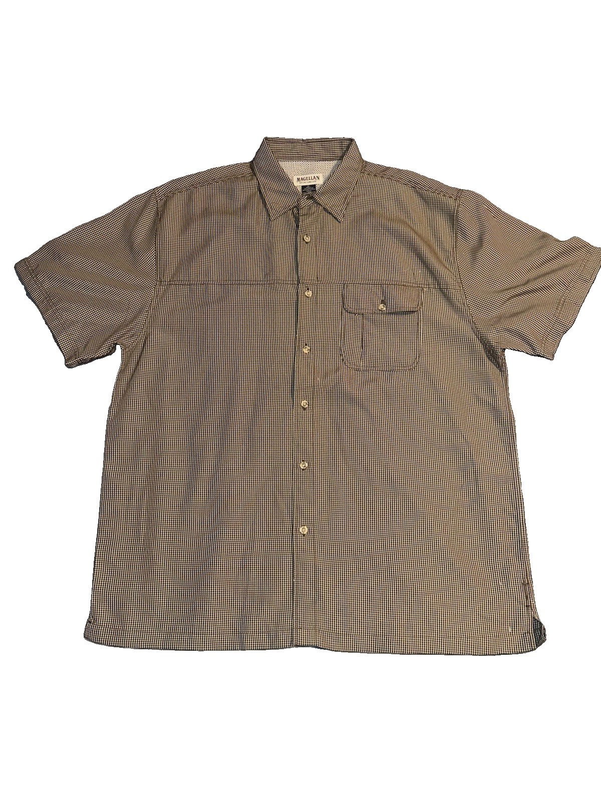 Men’s Magellan Sportswear Brown & White Button Up Short Sleeve Size XL