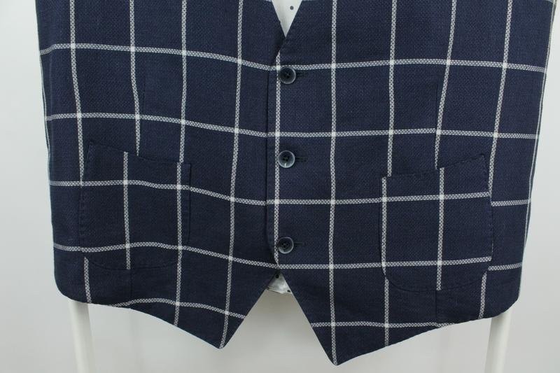 Men Corneliani Vest Navy Lino/Cotton/Silk Blend