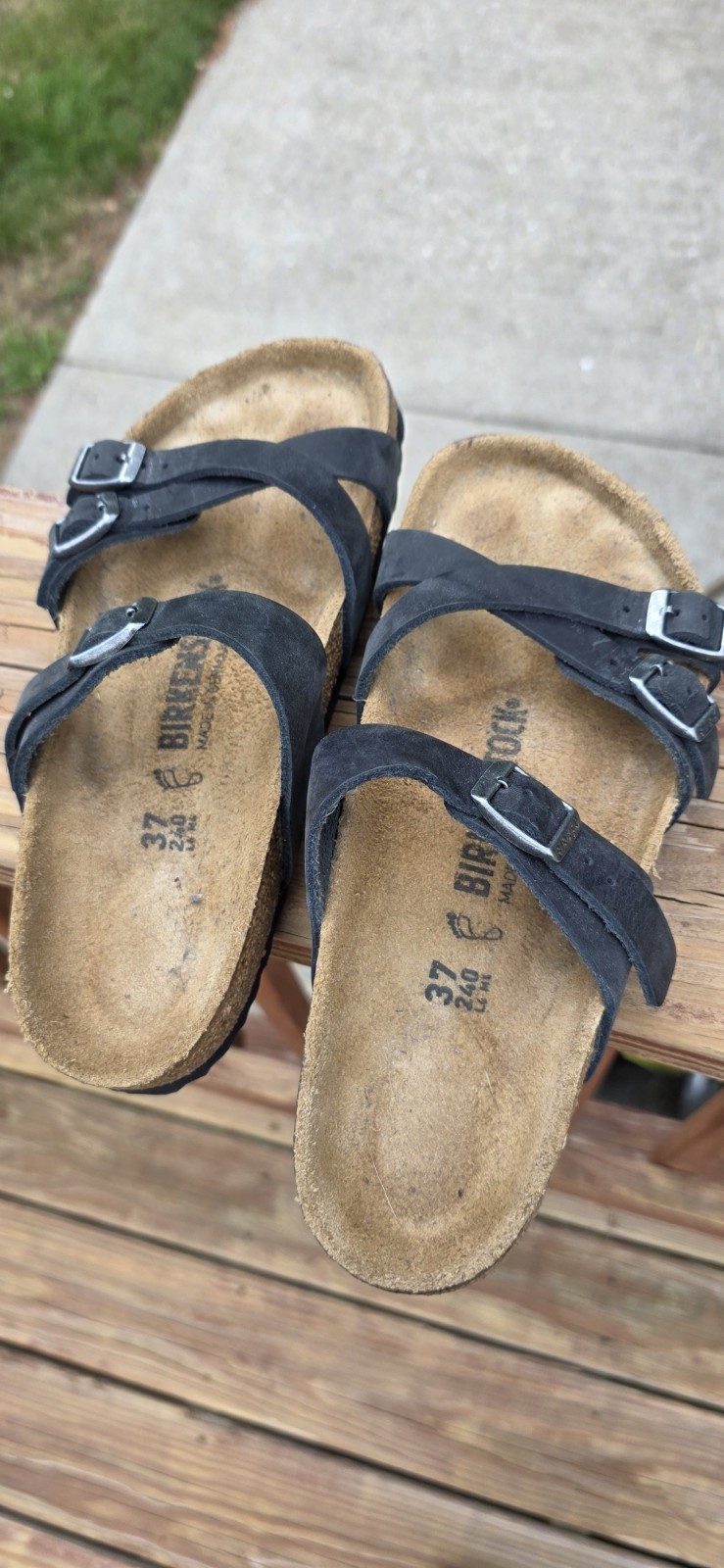Birkenstock Black Suede Slip-On Sandals Adjustable Buckle Strap US 6