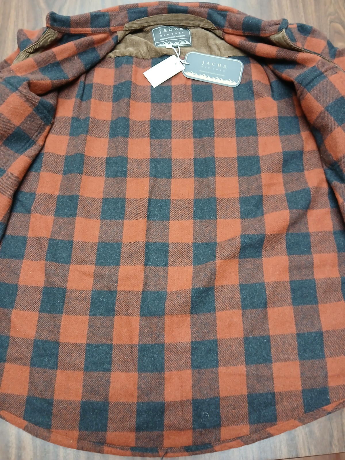 Jachs New York Men’s 2XL Flannel Shirt Jacket Red Black Plaid Wool Blend NWT