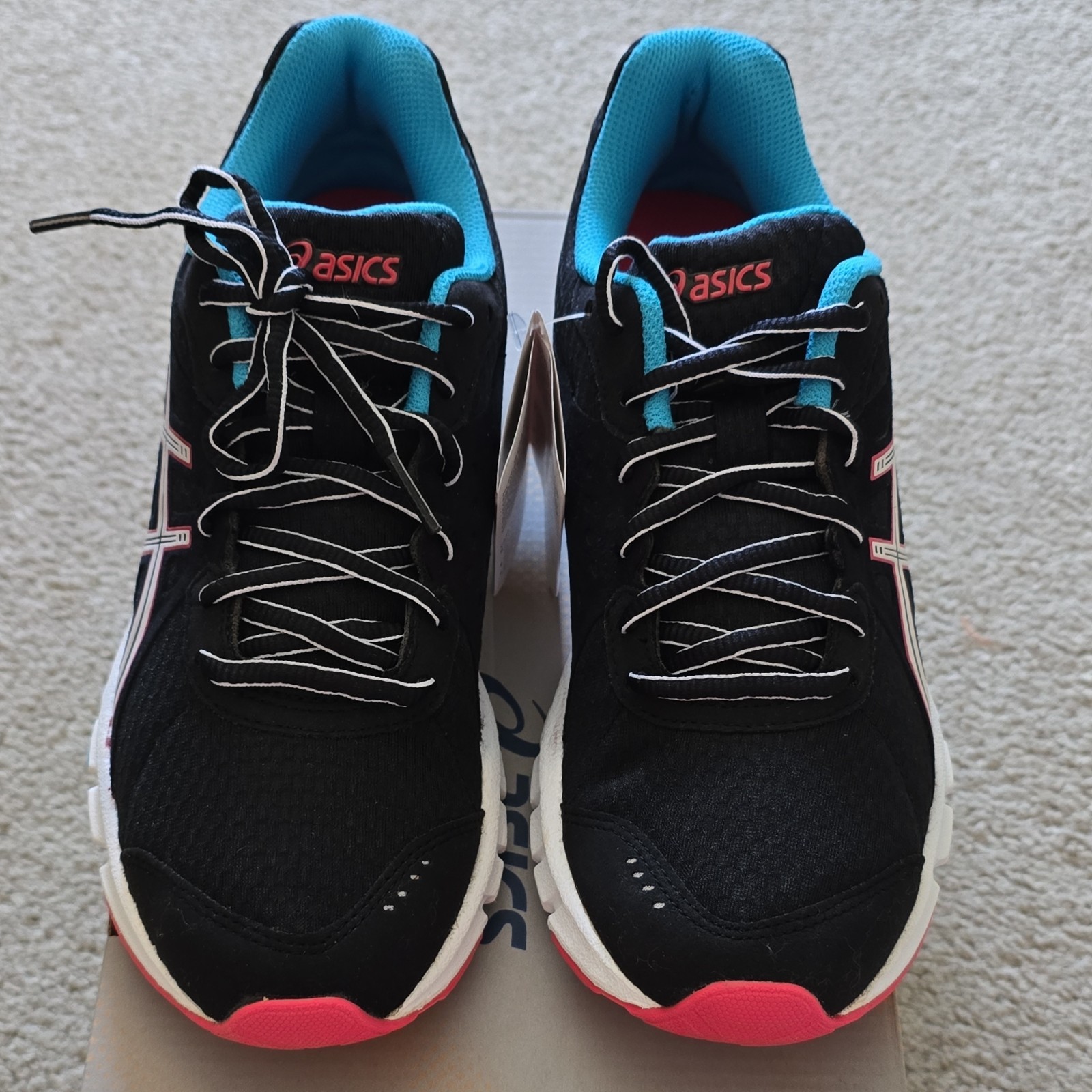ASICS Women’s Black/Blue/Pink Low Top Lace-Up Athletic Sneakers Rubber Sole