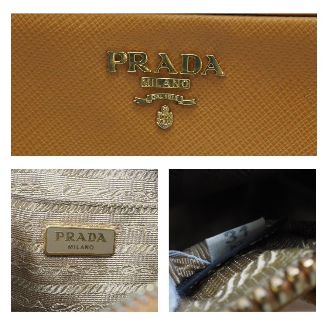 Prada Saffiano Leather Camel Camera Bag Crossbody Gold Hardware Auth