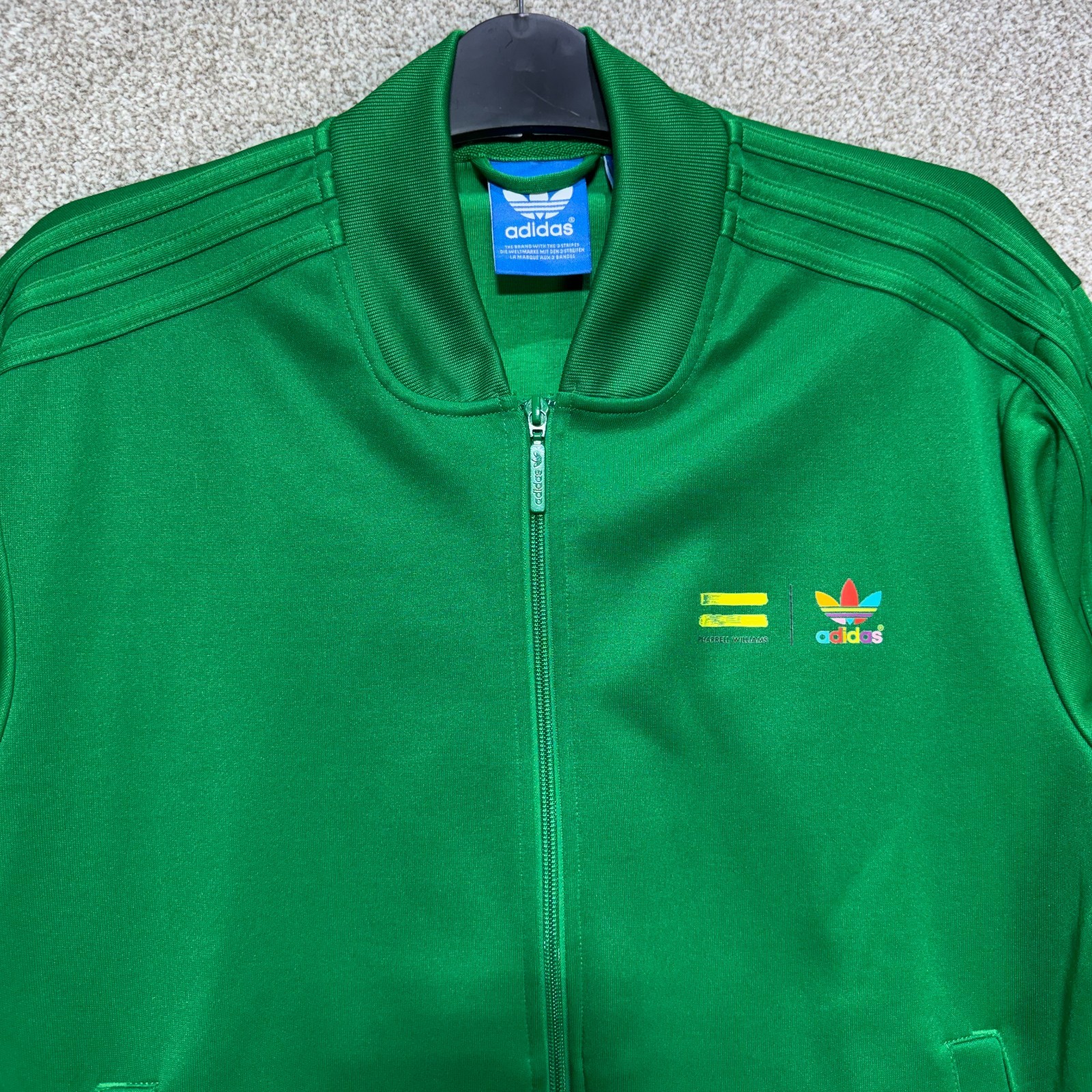 Adidas Pharrell Williams Track Jacket Mens Medium Green Trefoil Zip Top