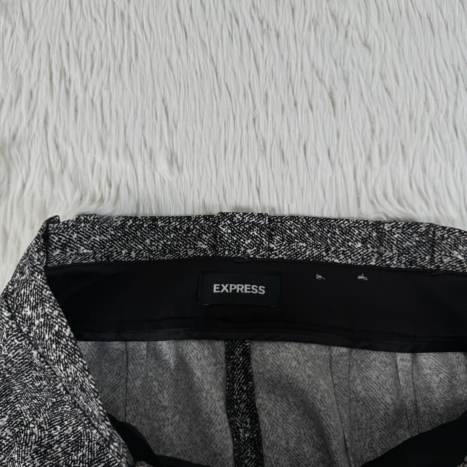 Express Black Salt & Pepper Pattern Super High-Rise Ankle Dress Pants Women’s 8L