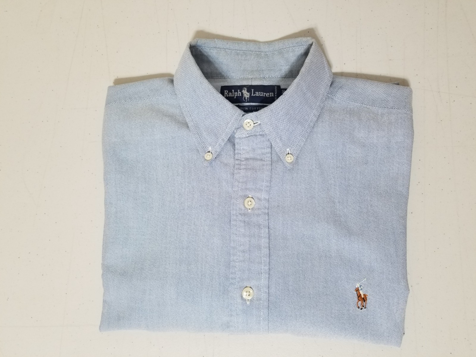 Ralph Lauren Oxford Men 16×36 100% Cotton No Iron EXCELLENT Same Day FREE SHIP