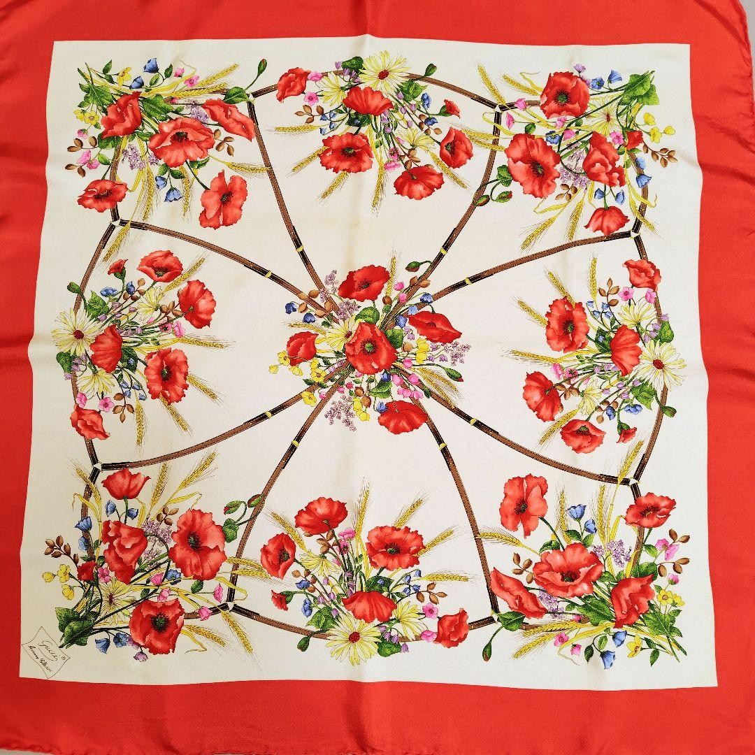 GUCCI Floral Silk Scarf Stole 82cm Multicolor Women’s for Present from JAPAN