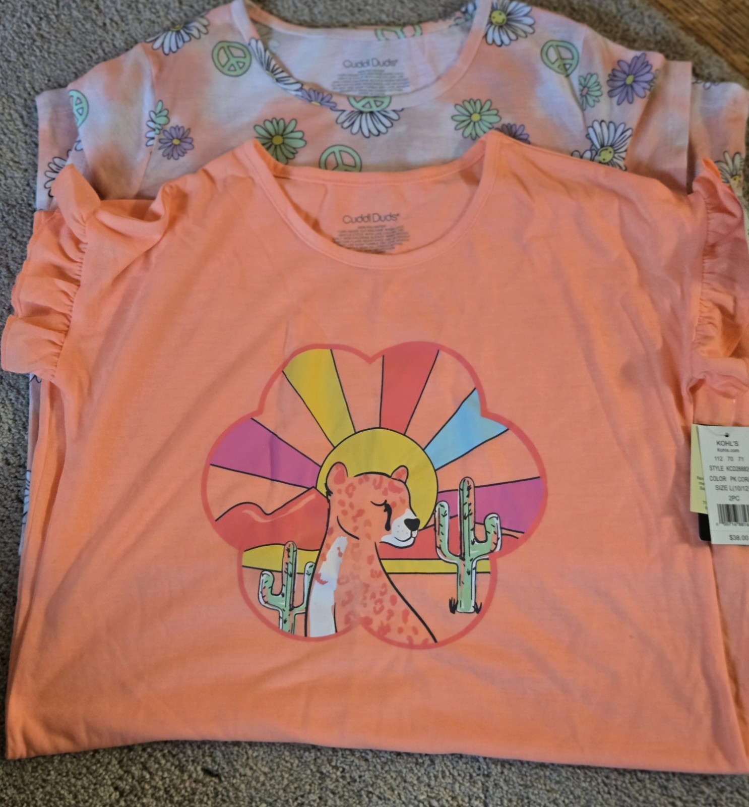 Cuddle Duds Girls Sleepwear. 2 Piece Gown Set. Size Large 10-12. Brand New!