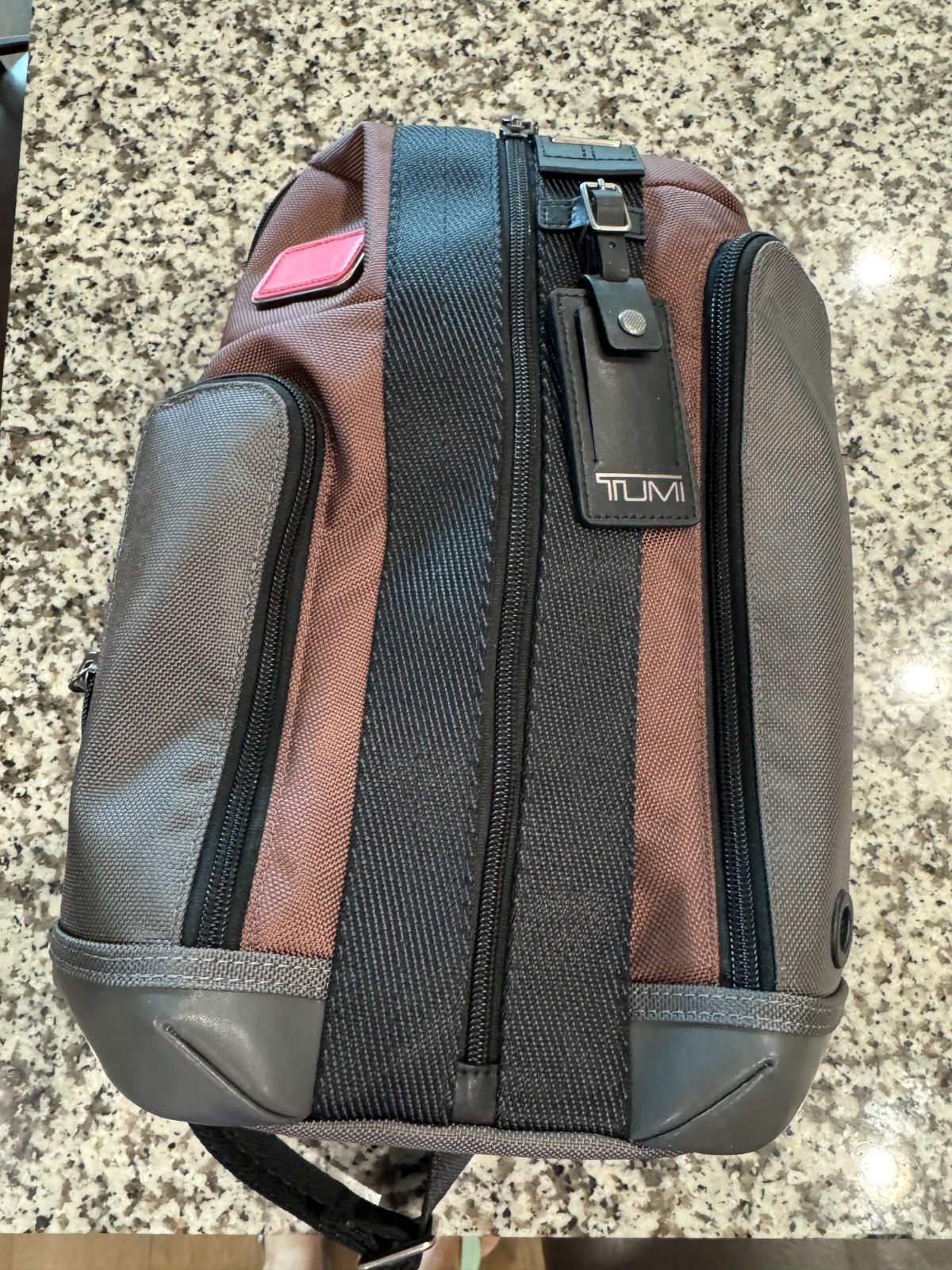 TUMI Higgins Sling Crossbody Day Bag Copper Gray and Black Ballistic Nylon NEW