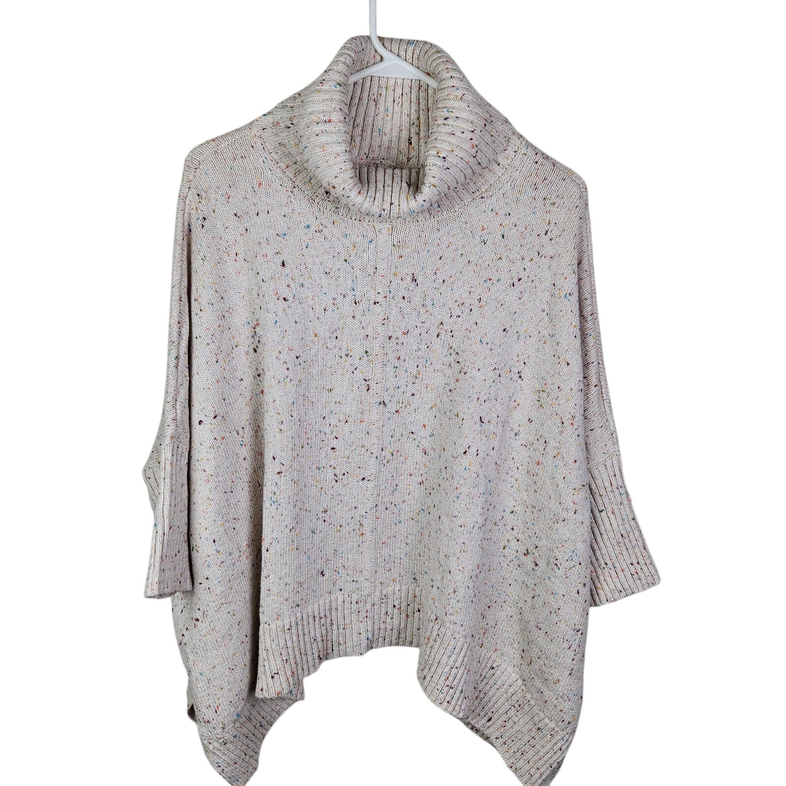 Loft Ivory Multicolor Speckle Oversize Cowl Neck Sweater Dolman Sleeve Small