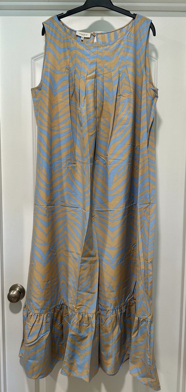 NEW X-Large Lafayette 148 New York Silk Cotton Halle Fresh Blue Tank Maxi Dress