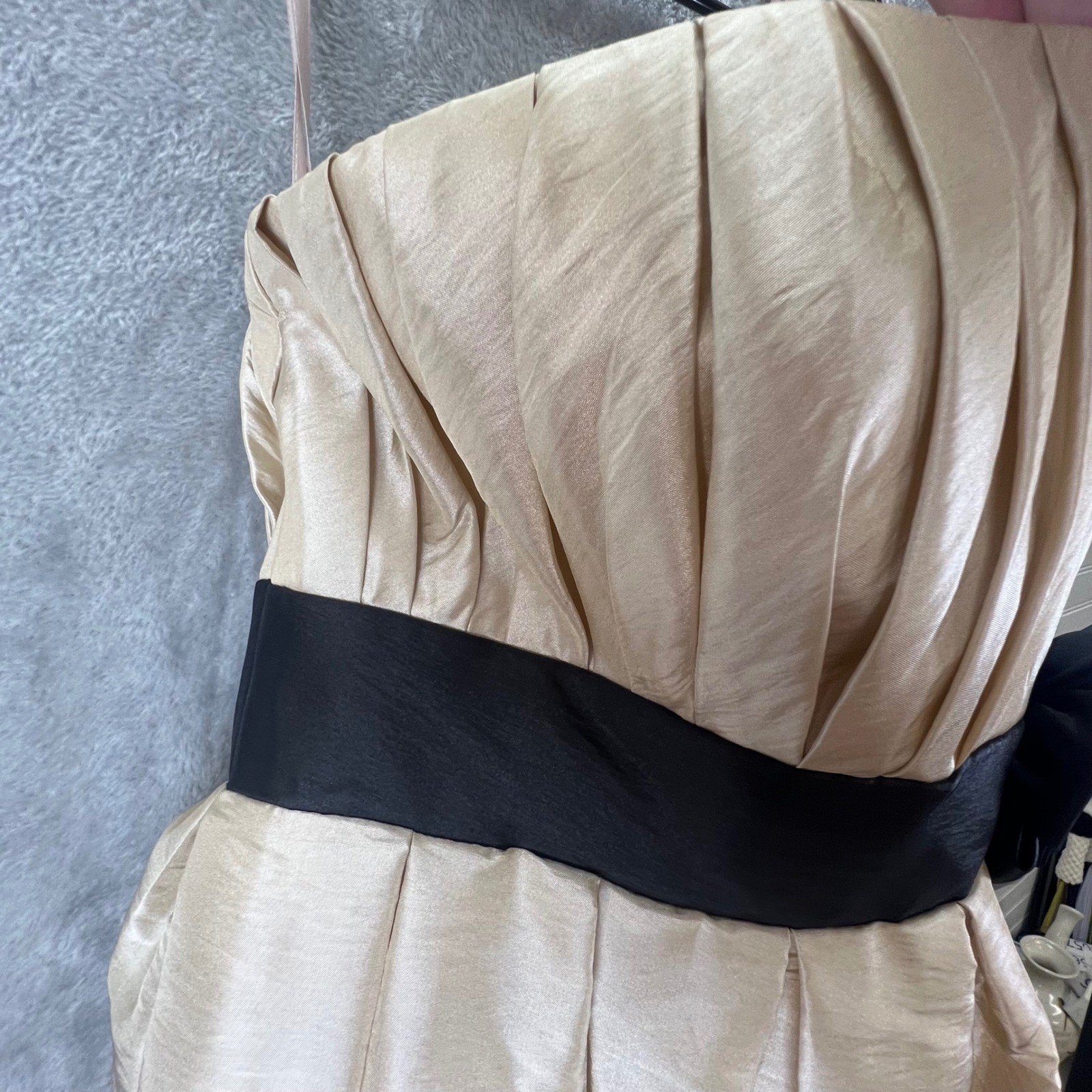 Champagne Gold Strapless Bubble Hem SZ 12 Dress Regencycore Gala Coquette Party