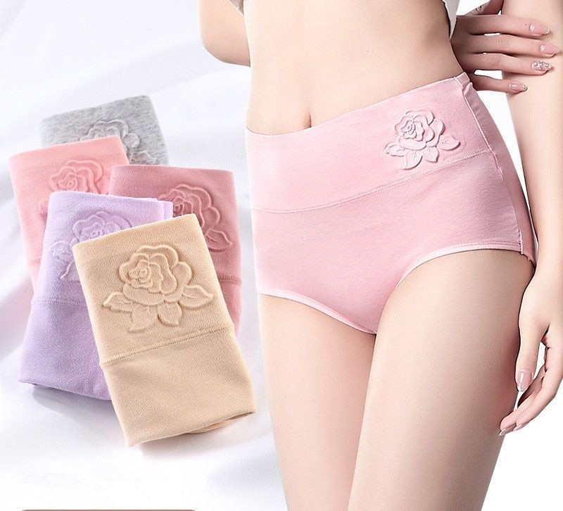 3 Pack Women High Waist Cotton Tummy Control Panties Ladies Leak Proof Underwear