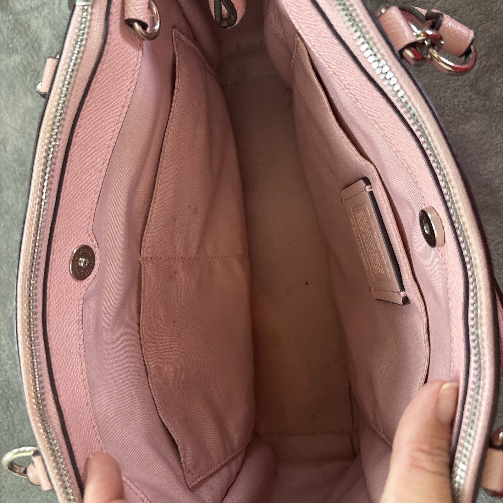 Coach Brooke Carryall Blush Pink Crossgrain Leather Satchel Bag