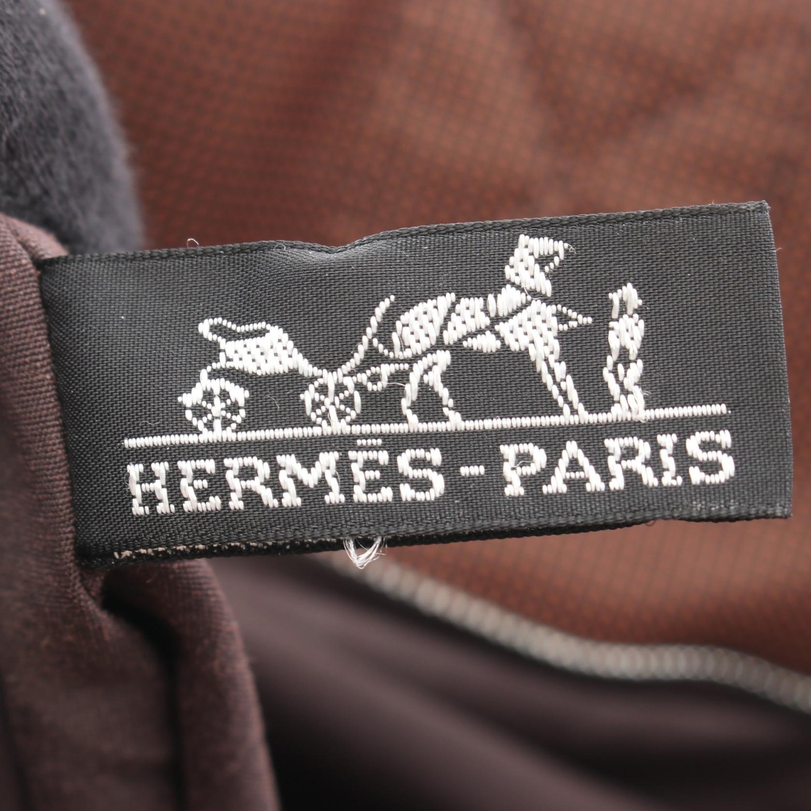 HERMES Herline Cabas Tote hand Bag canvas Nylon canvas Brown Used unisex SHW