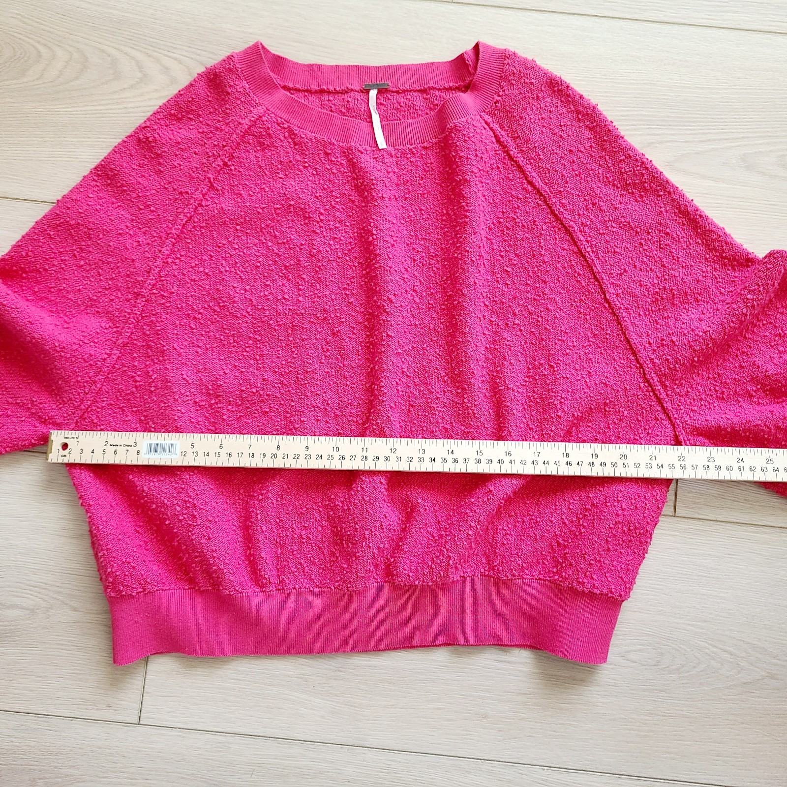 Free People Found My Friend Pullover S Pink Pebbled Textured Dolan Sleeve…