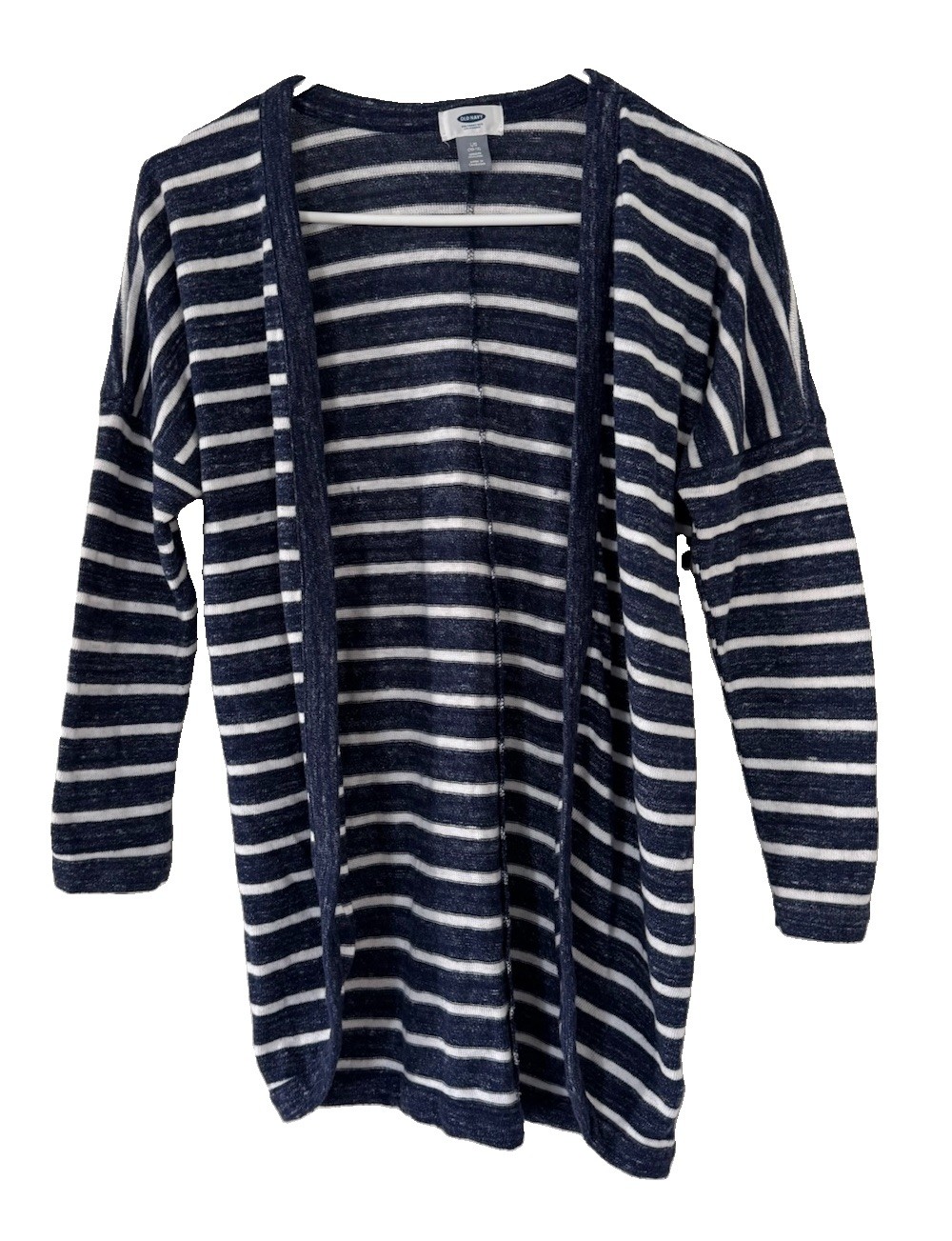 Old Navy, Navy Blue & White Striped Open Front Cardigan, Size L