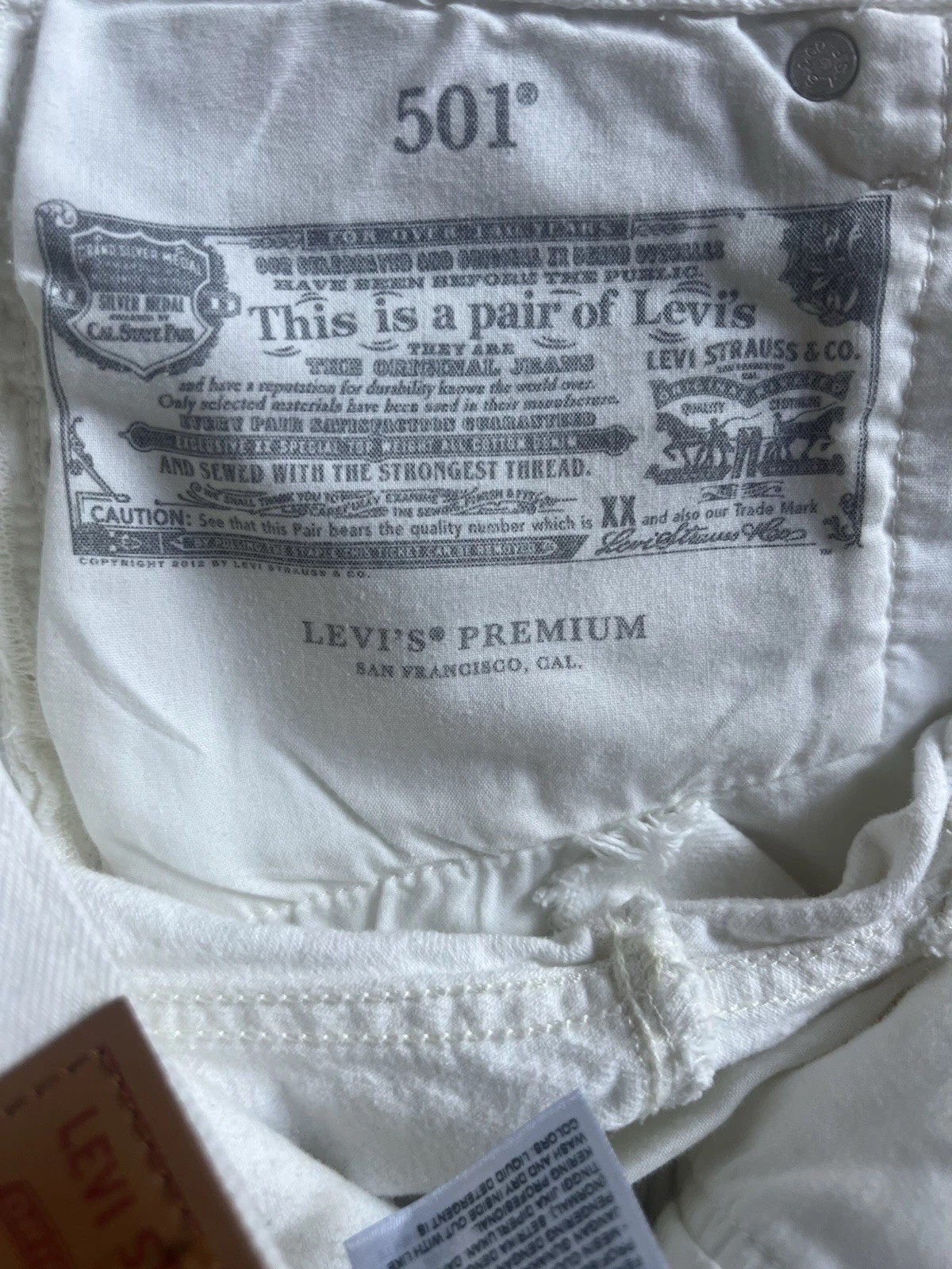 Levi’s Premium 501 Women’s White Denim Cut Off Shorts Mid Rise 5-Pocket Size 27
